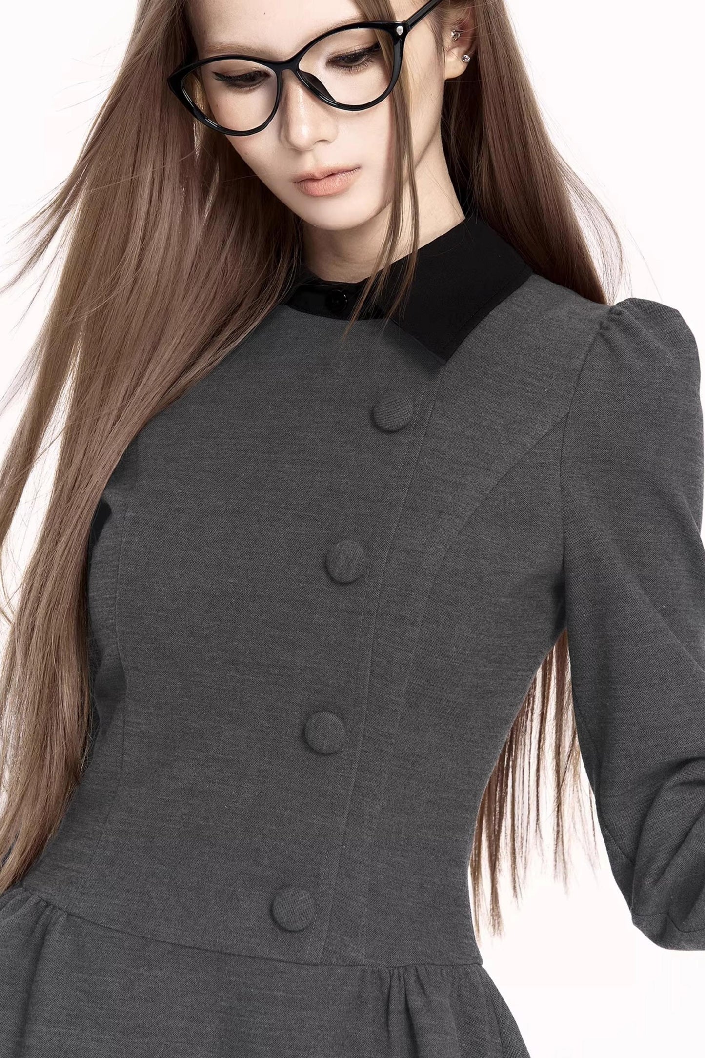 French Retro Color-Blocking Dress