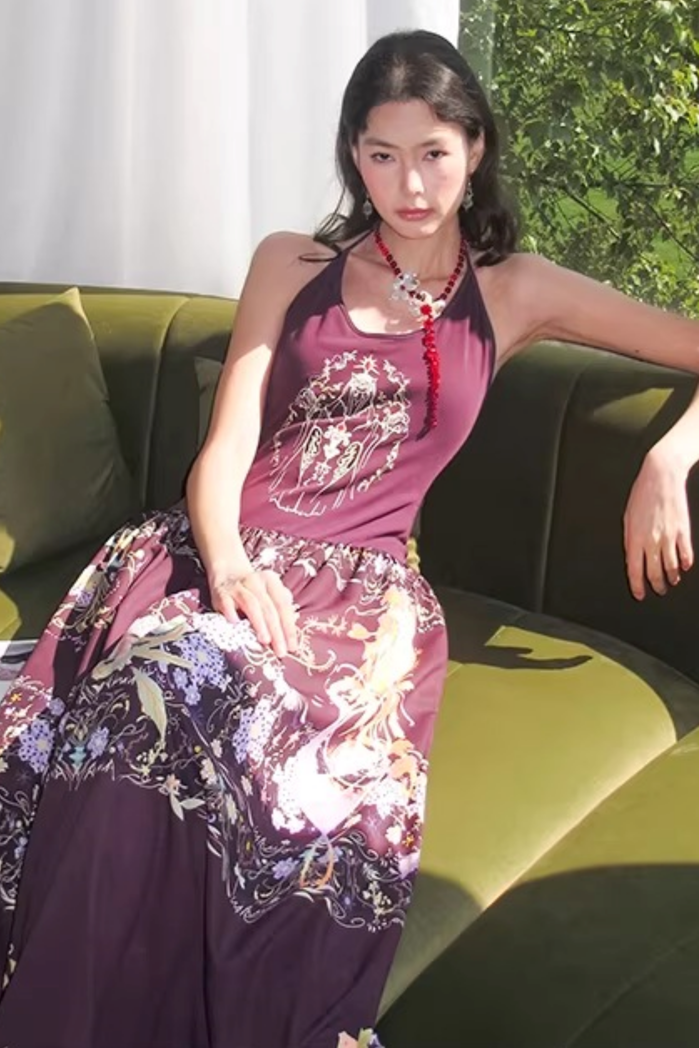 Violet Embroidered Suspender Dress