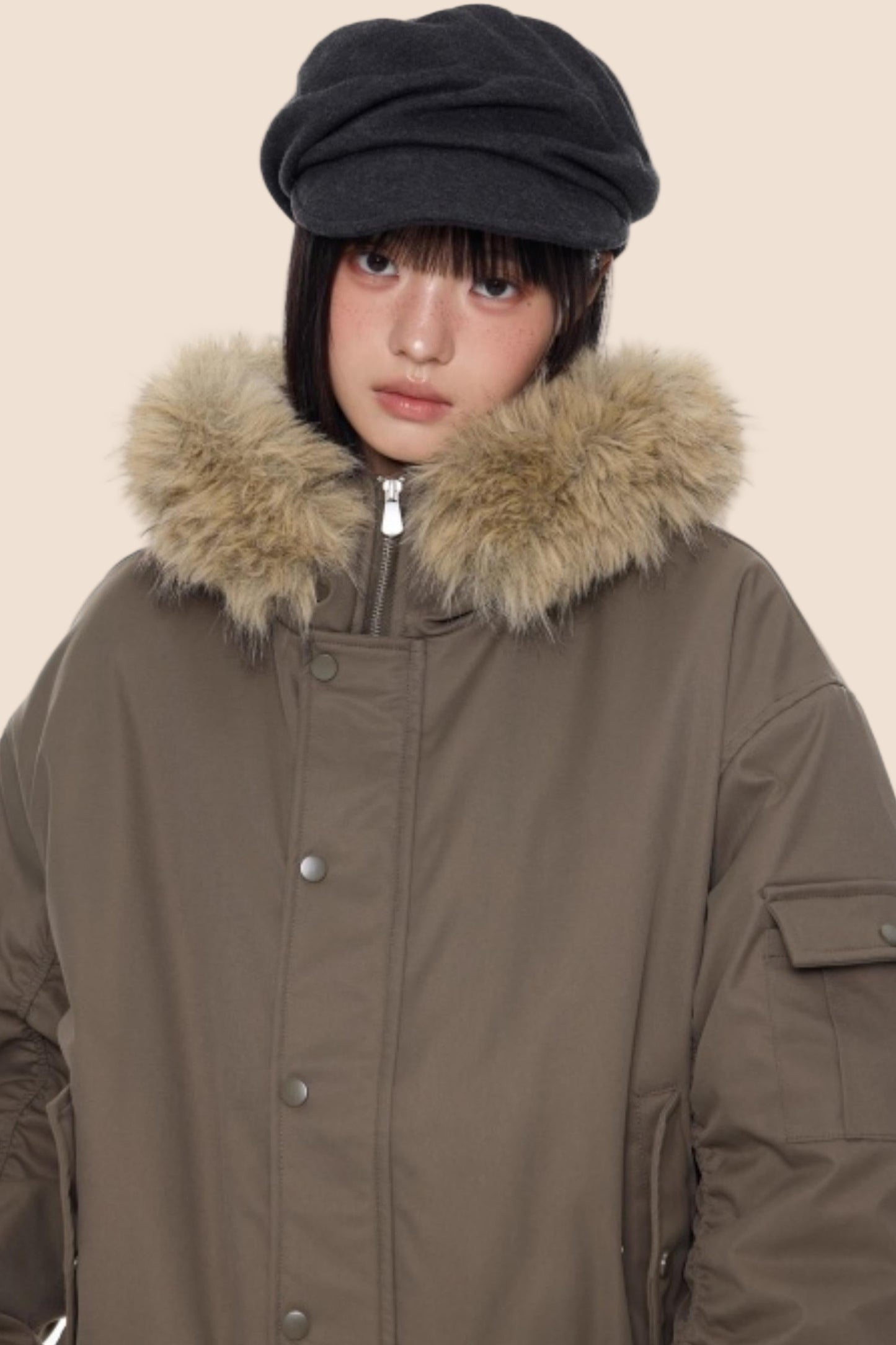 Fur Collar Hooded Cotton Jacket
