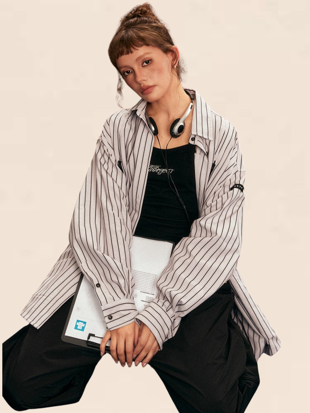 Retro Vertical Stripe Casual Shirt