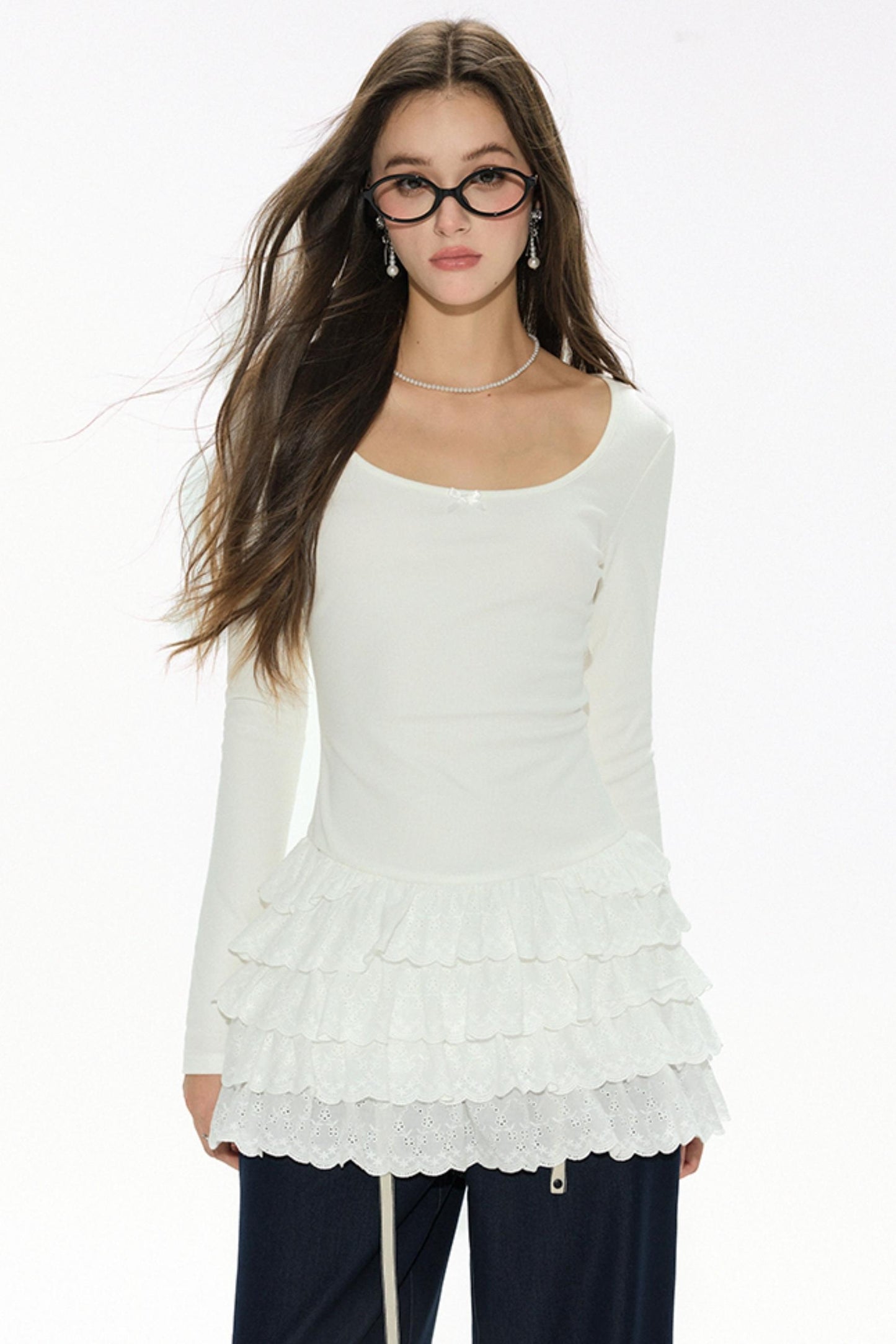 White Square Neck Dress