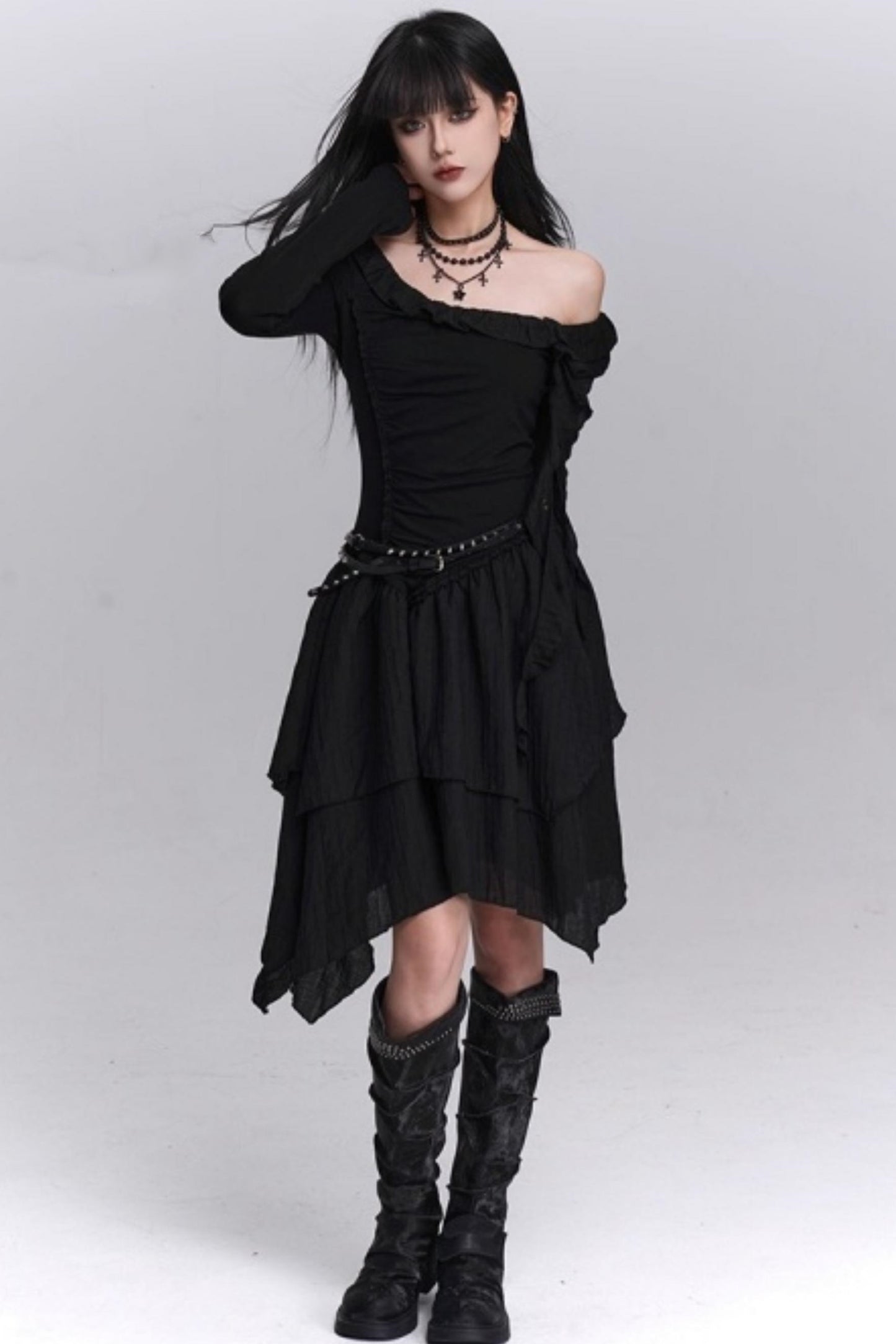 Cinched-Waist Autumn Dress