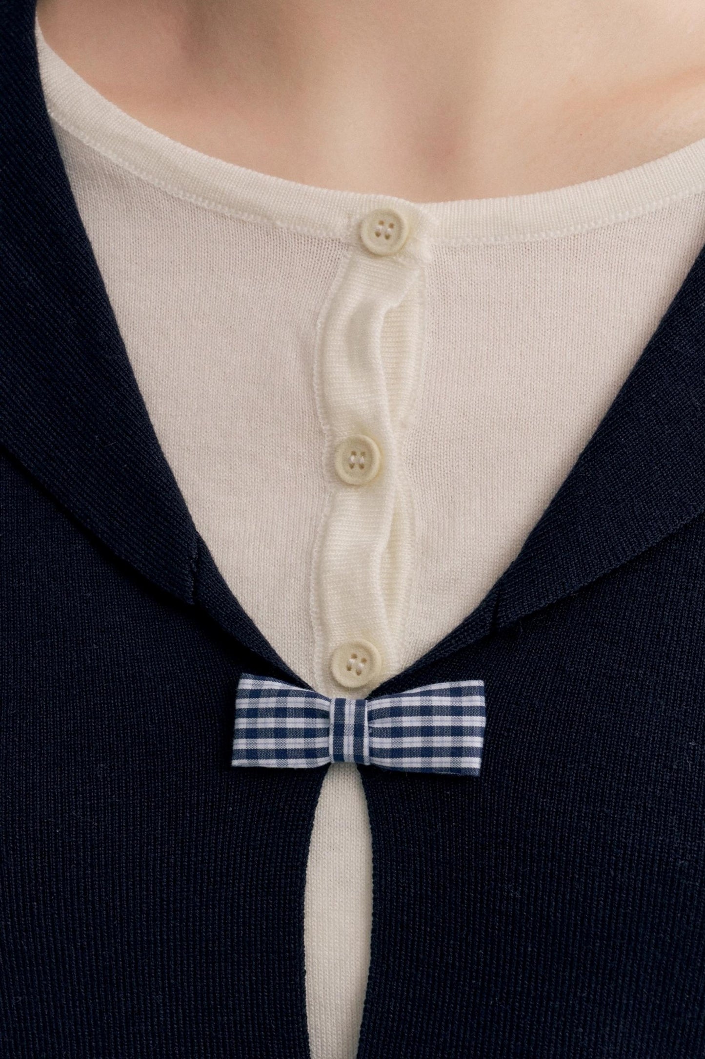 Navycore Check Knitted Cardigan