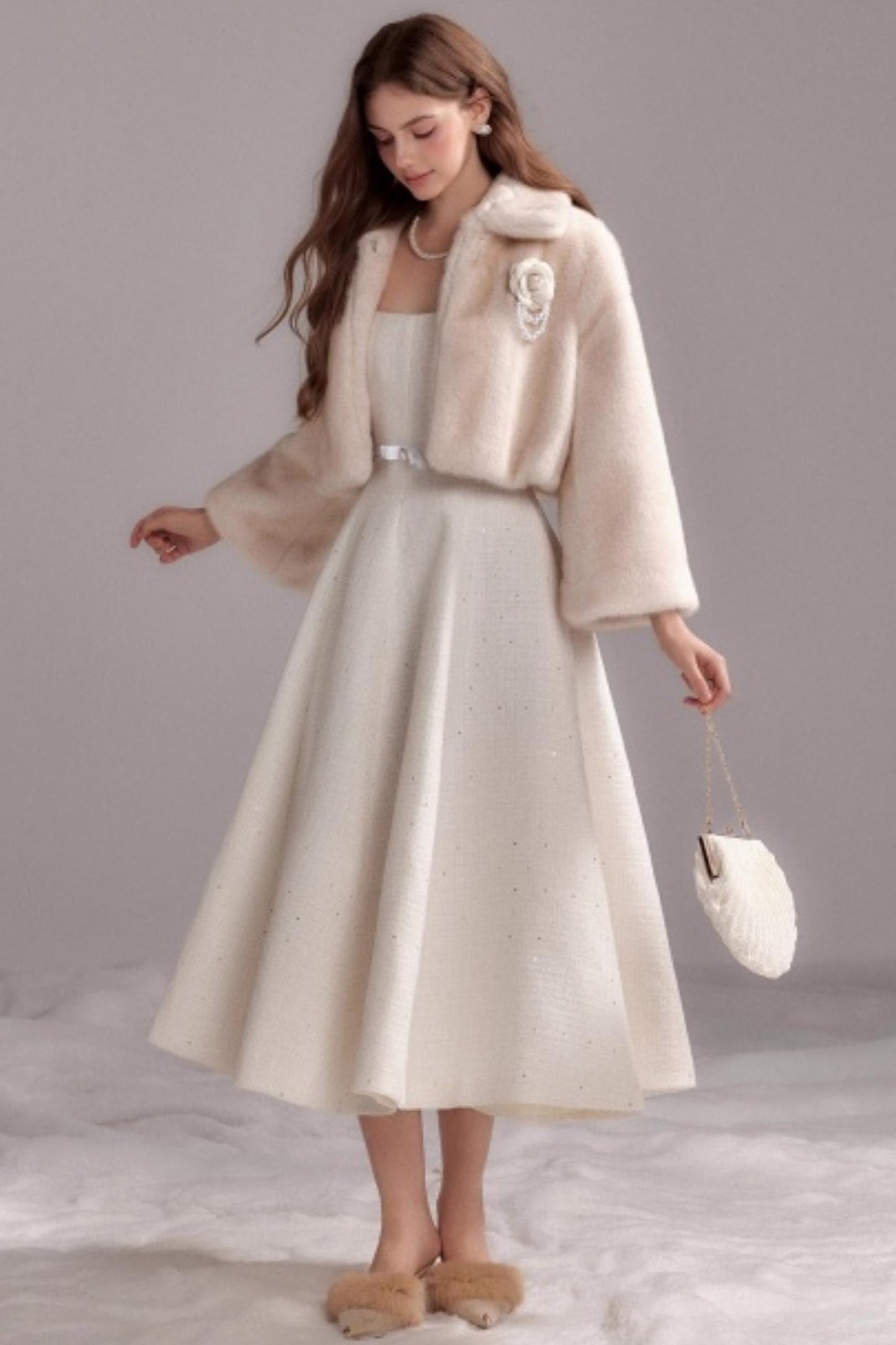 Winter Rabbit Fur Short Lapel Coat