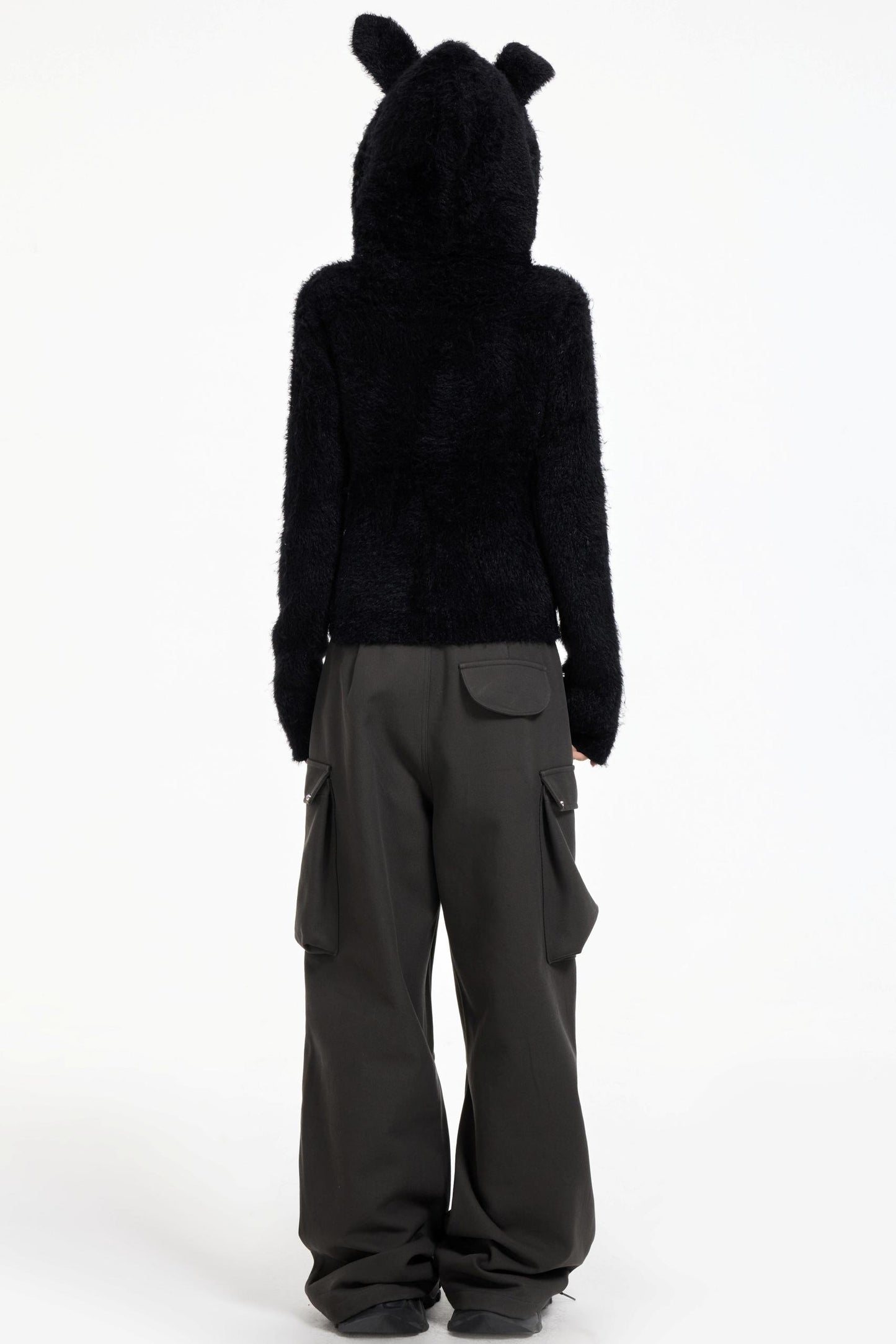 Swingable Hooded Plush Coat