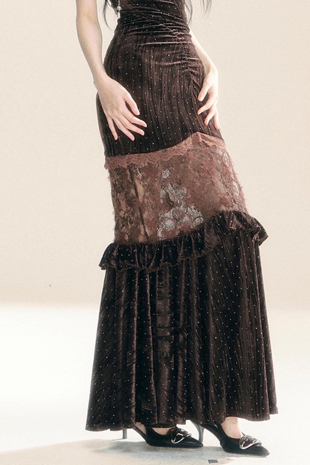 Samt Wrap Hip Slip Kleid