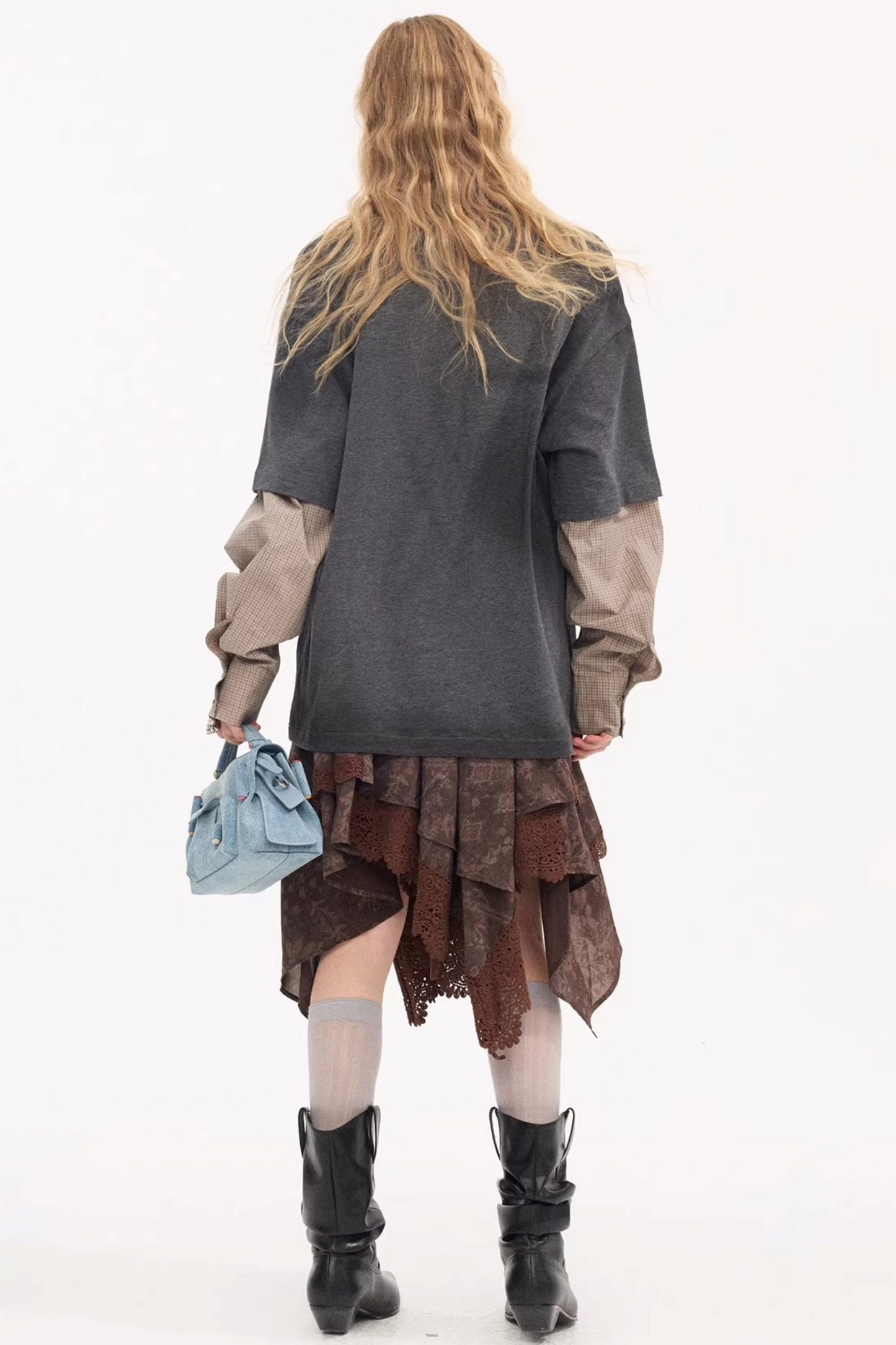 Lace Asymmetrical Layered Skirt