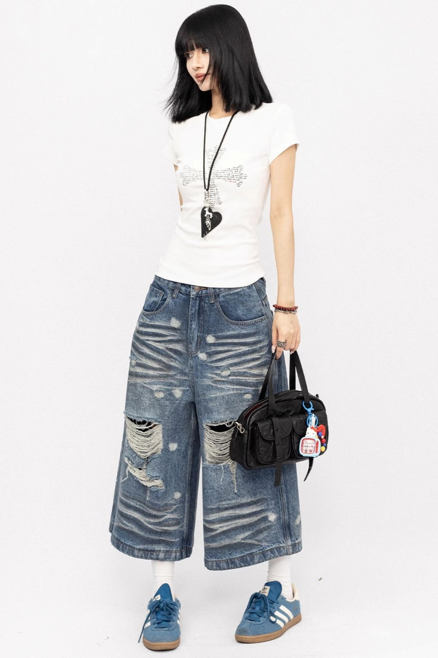 Blue Retro Wide-Legged Pants