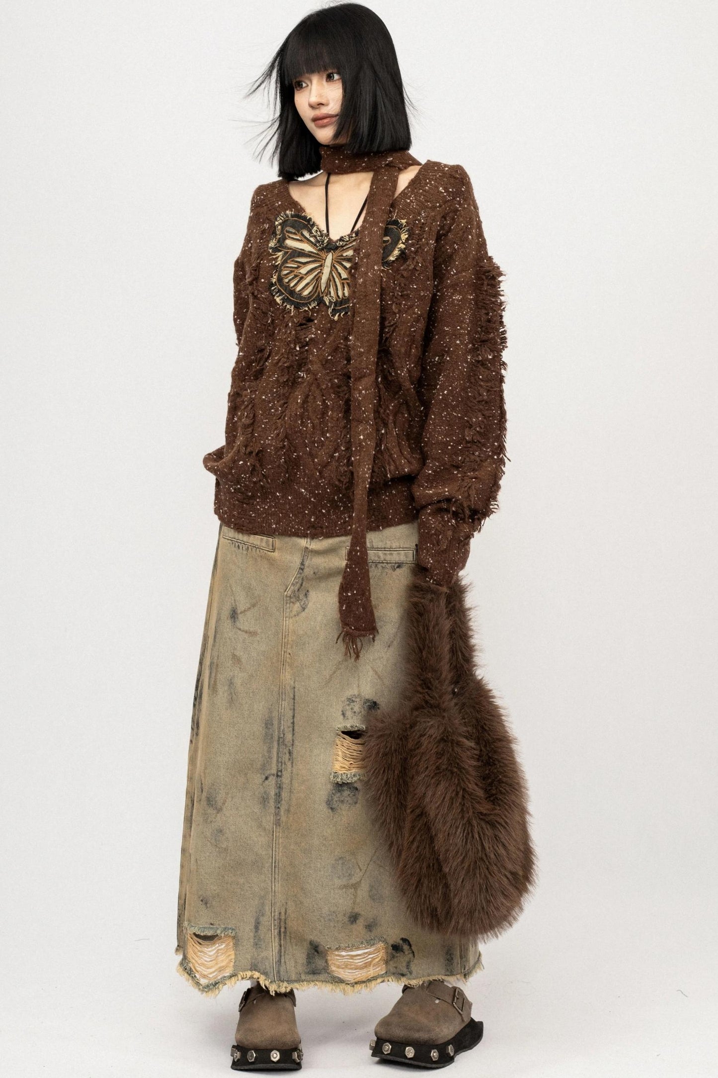 Butterfly Embroidered Knitted Sweater