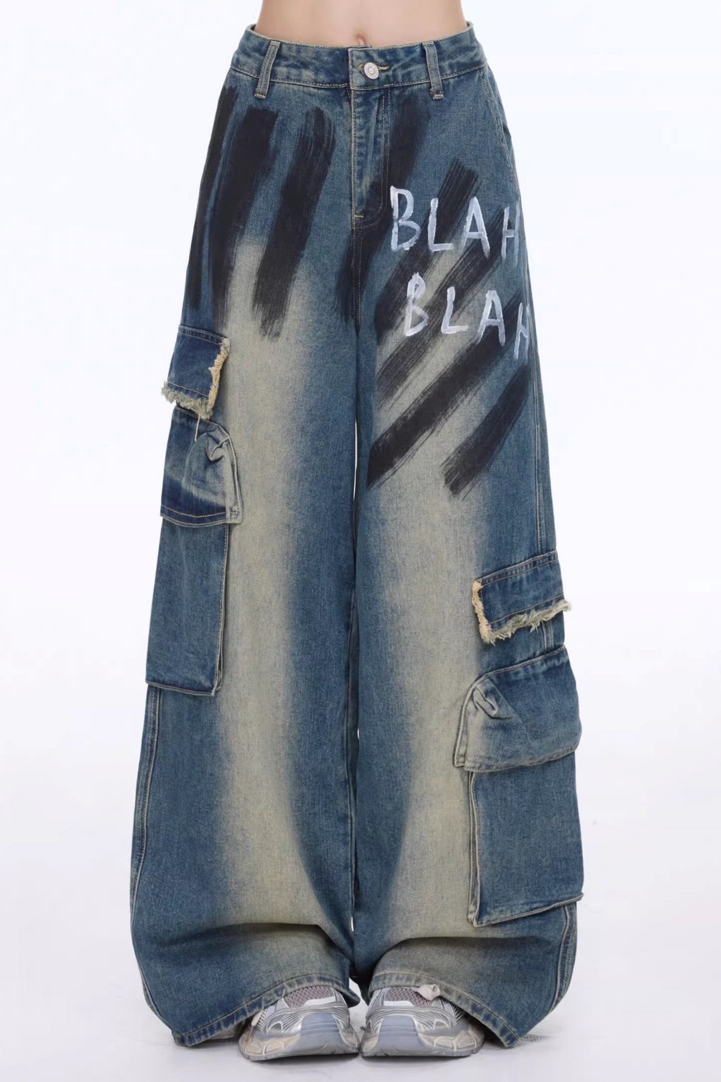 Retro Graffiti Wide-Leg Jeans