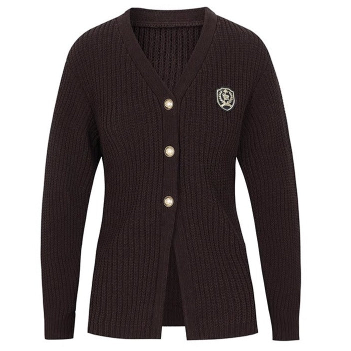 V-neck knit cardigan jacket