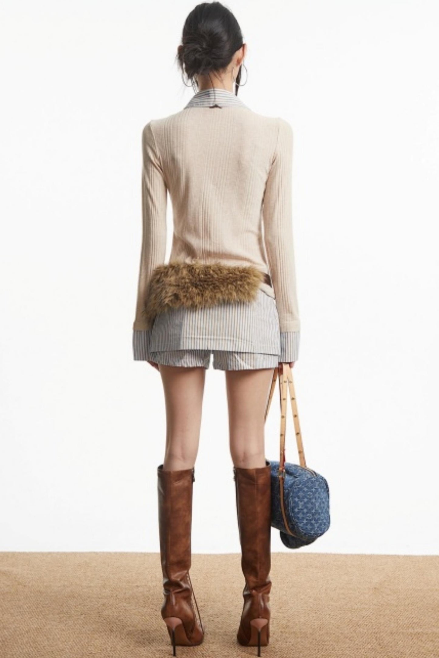 Retro Fake Two Striped Autumn Top