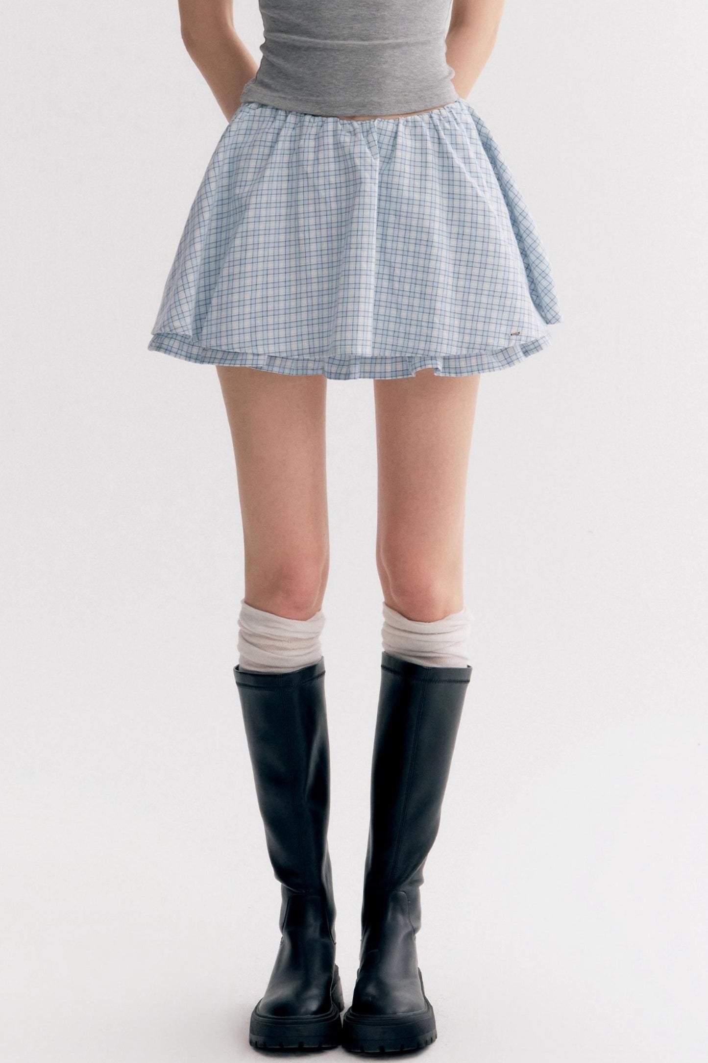 Casual Plaid Hooded Sweatshirt Suspender Skirt Set-Up