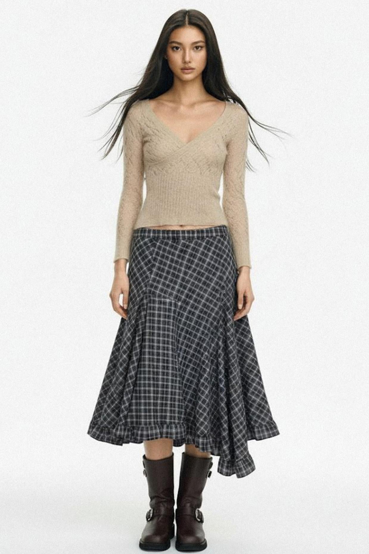 Vintage Check A-Line Skirt