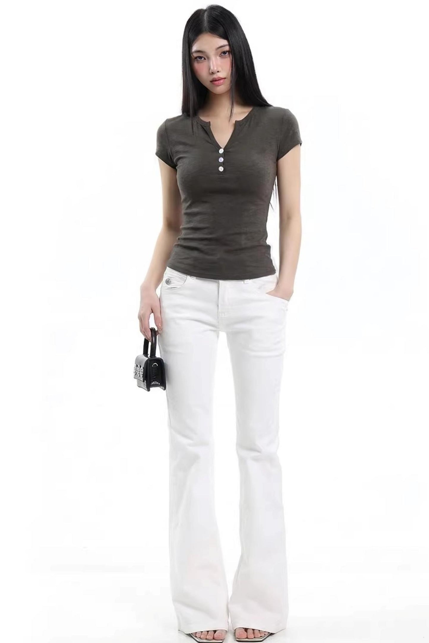 Solid Henley Knit Top