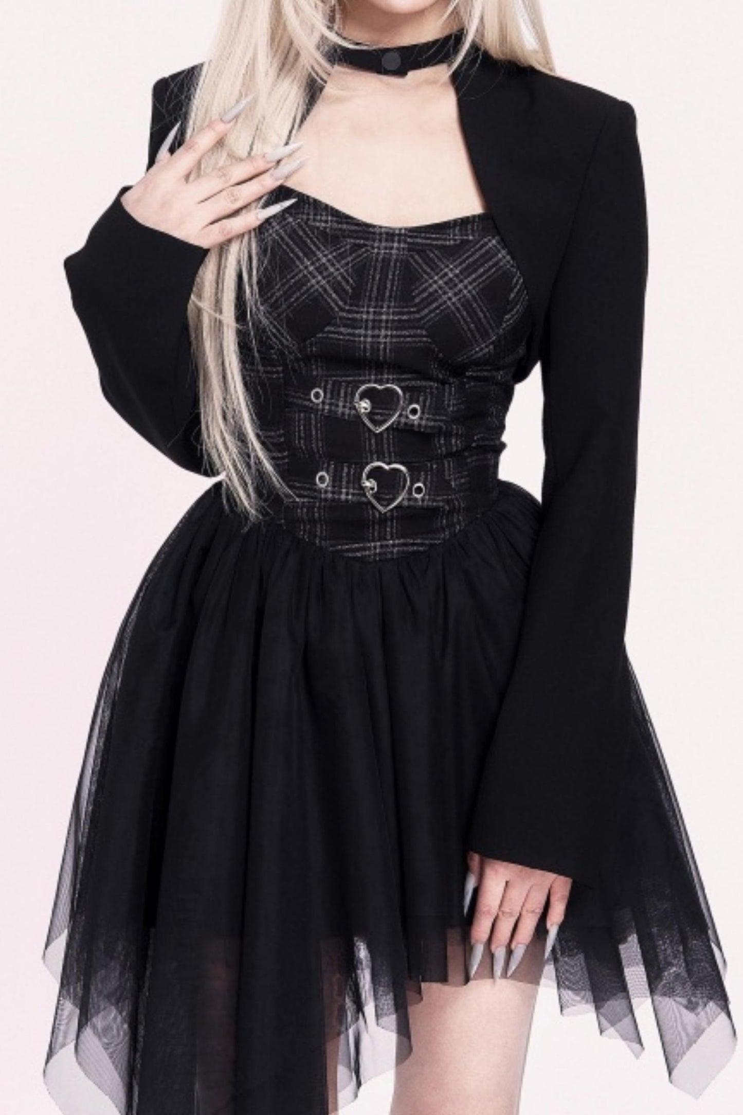 Halloween Irregular Mesh Dress Coat Set-Up