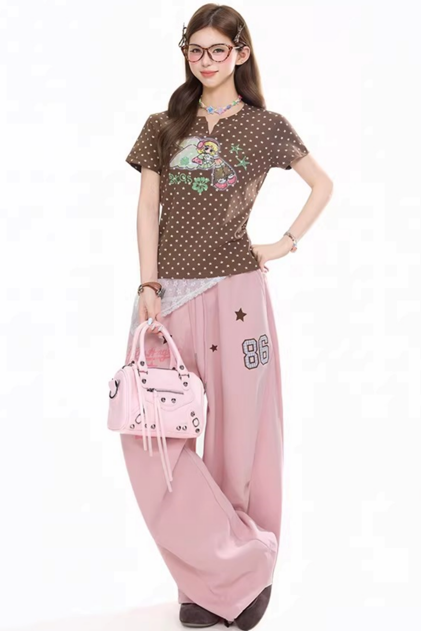 Retro Digital Print Sports Pants