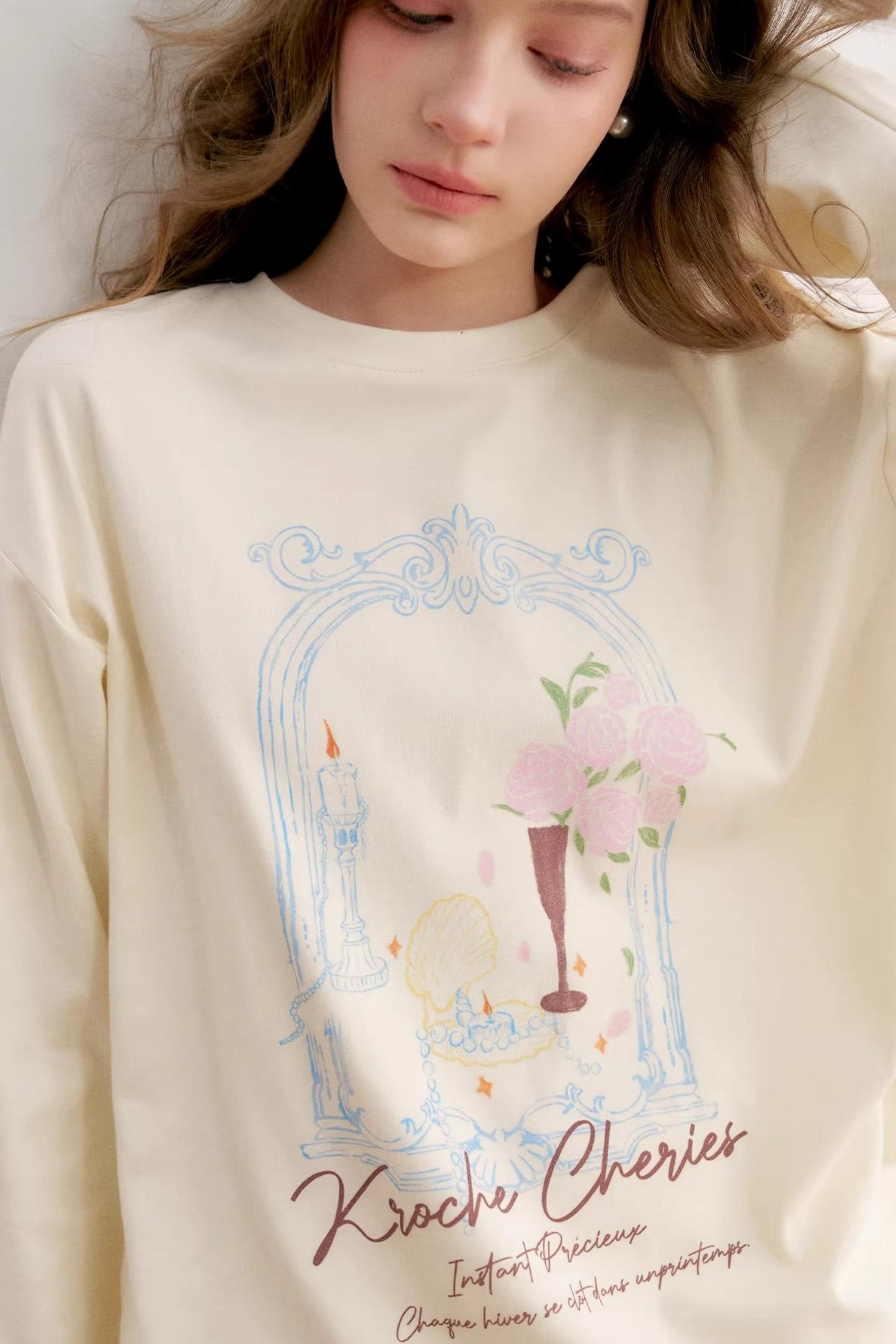 Hand-Painted Rose Cotton Top