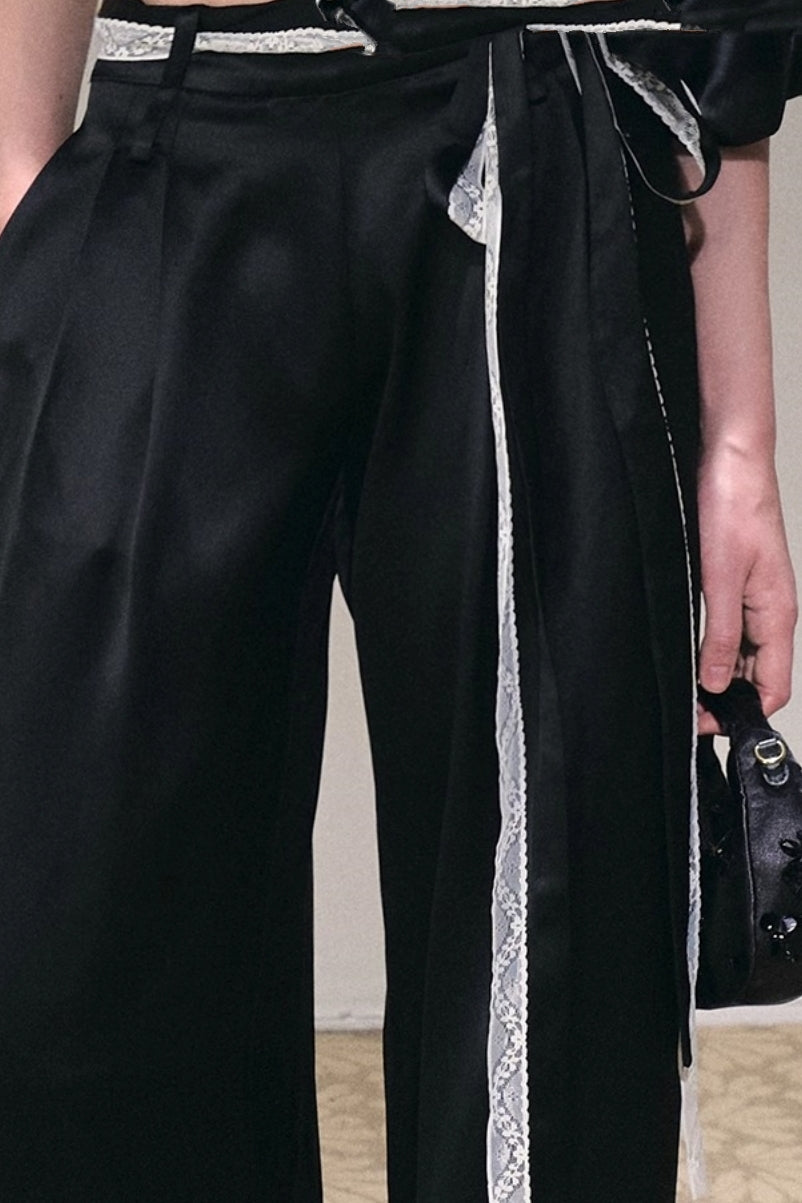 Acetate Bud Slanted Shoulder Top & Pants Set-Up