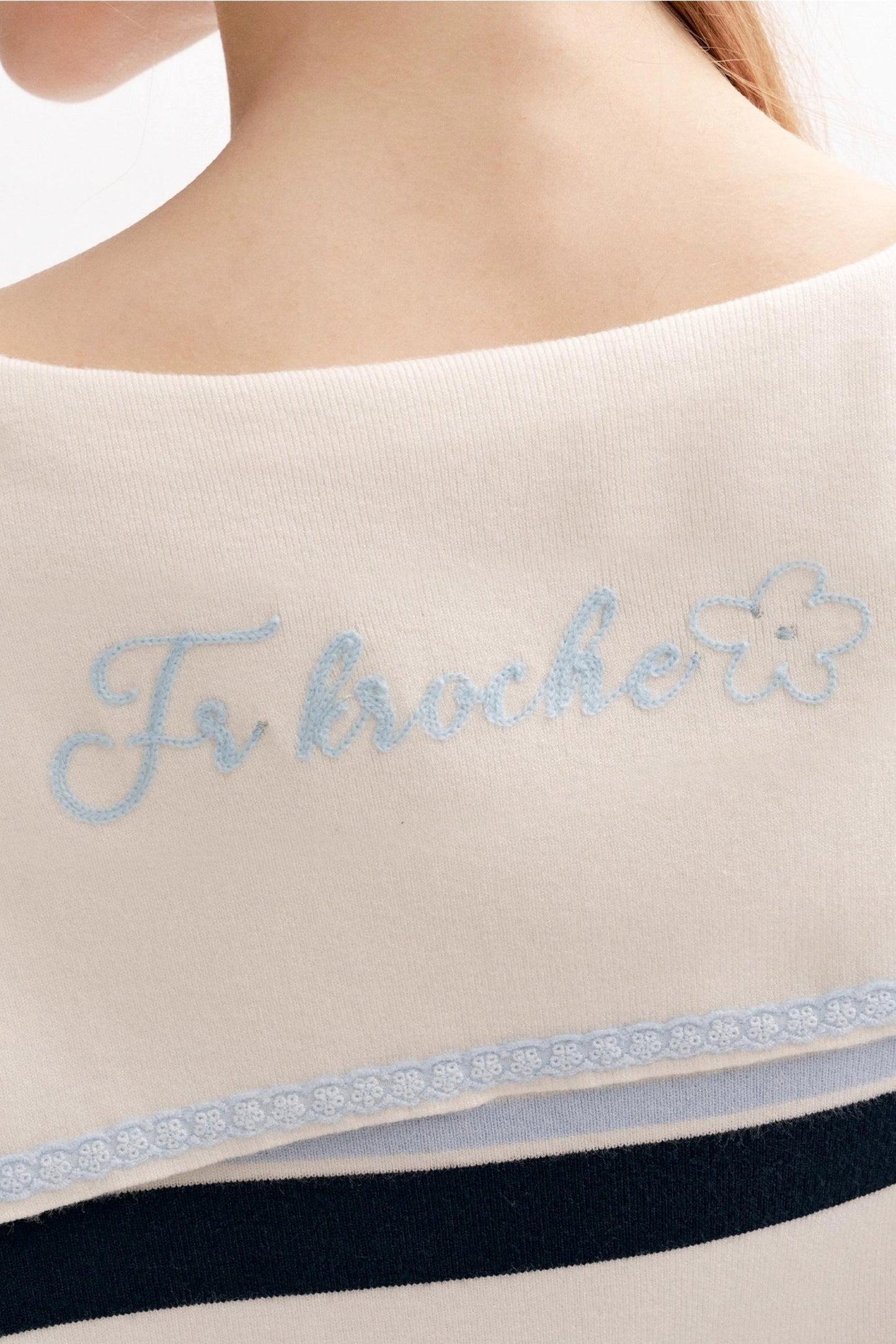 Navy Tie Shawl Contrast Sweater