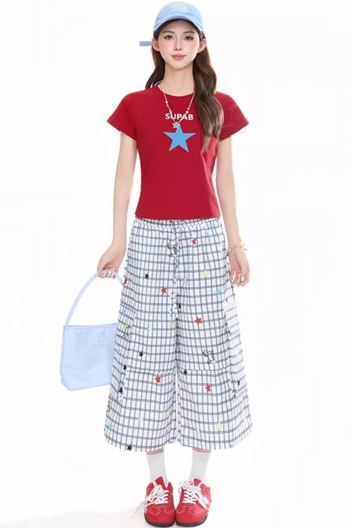 Plaid Striped Cropped Pants