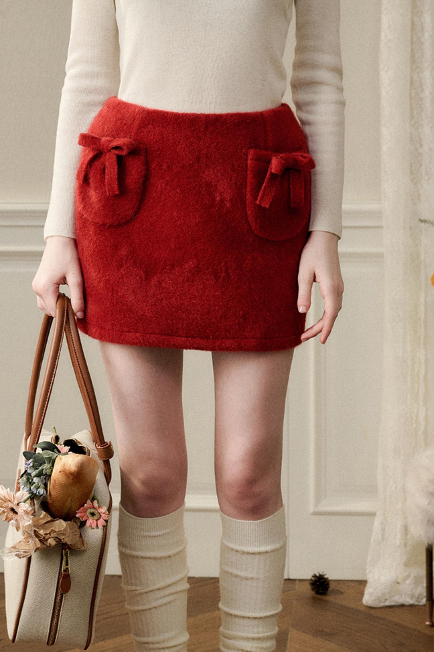 크리스마스 기적 퍼 재킷 & 치마 세트