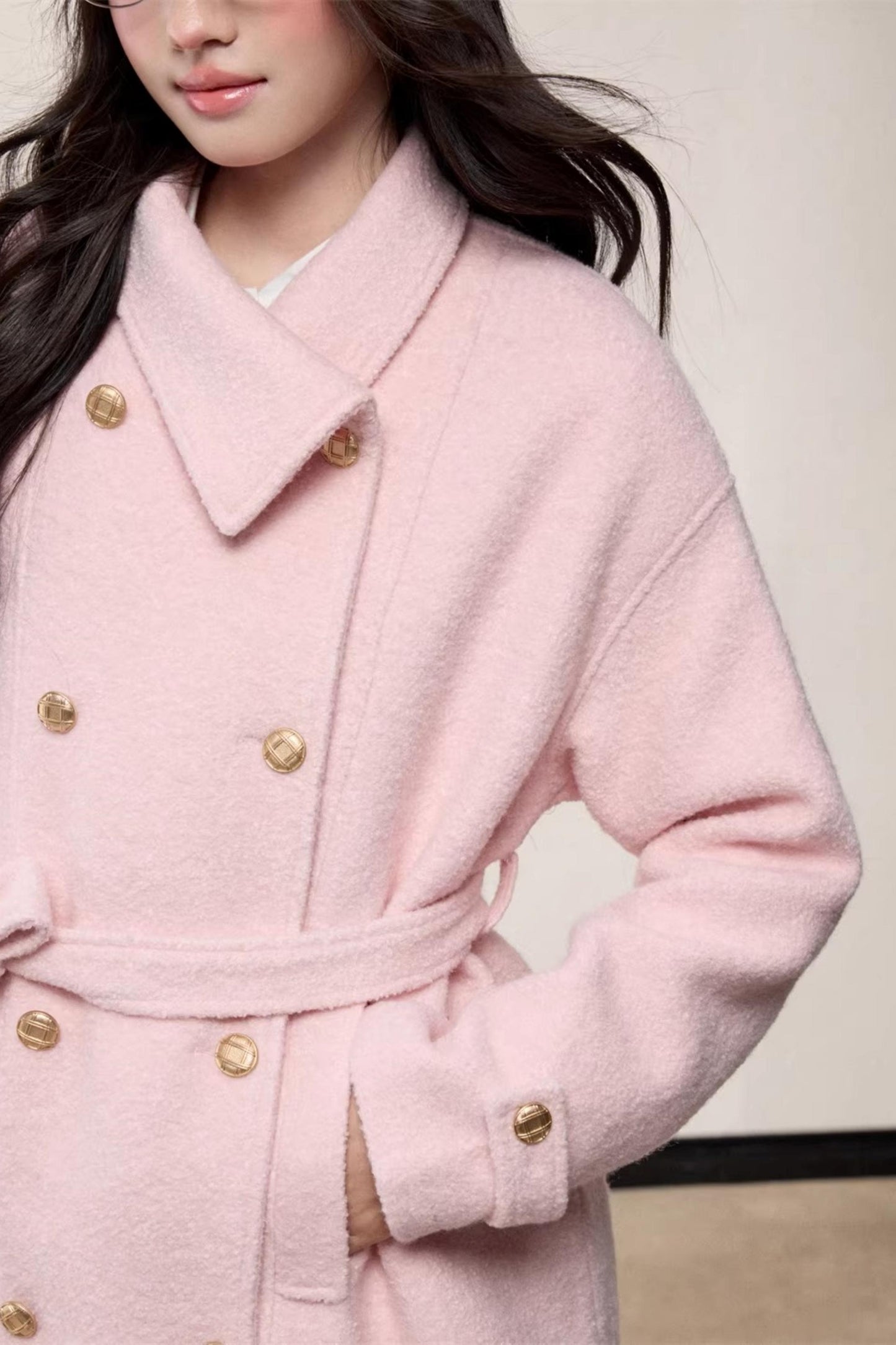 Elegant Woolen Double-Breasted Coat