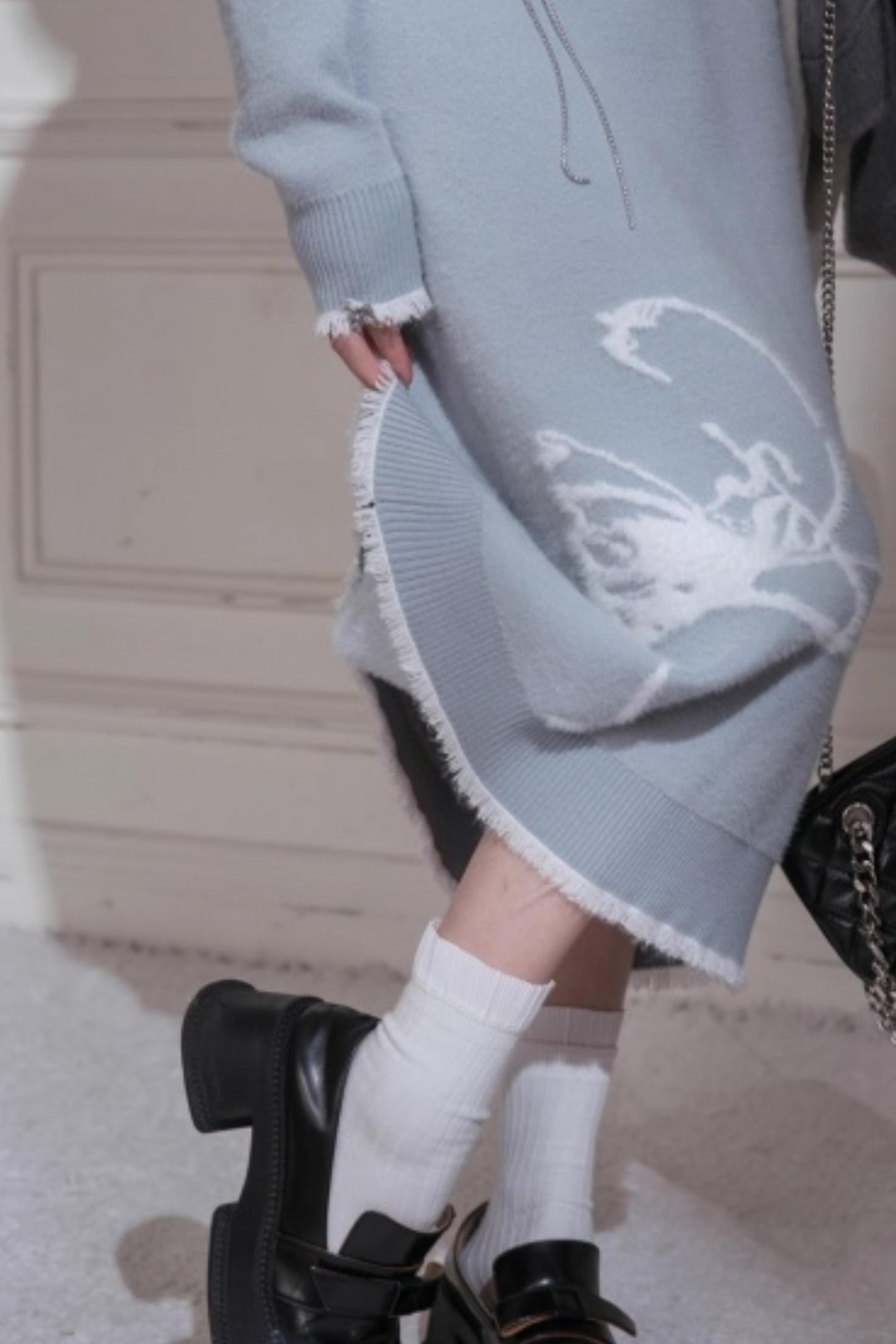 Butterfly Pattern Woolen Dress