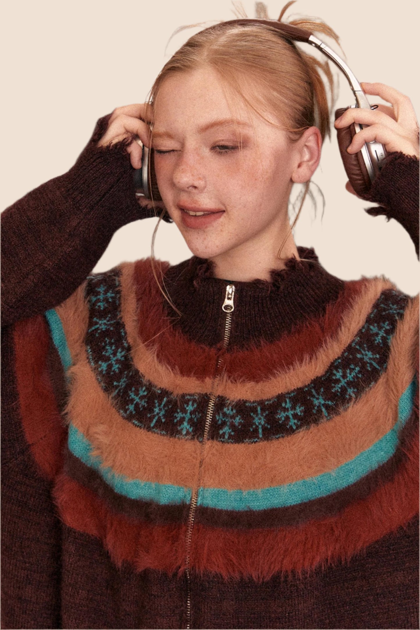 Cardigan en tricot à couture contrastée rétro