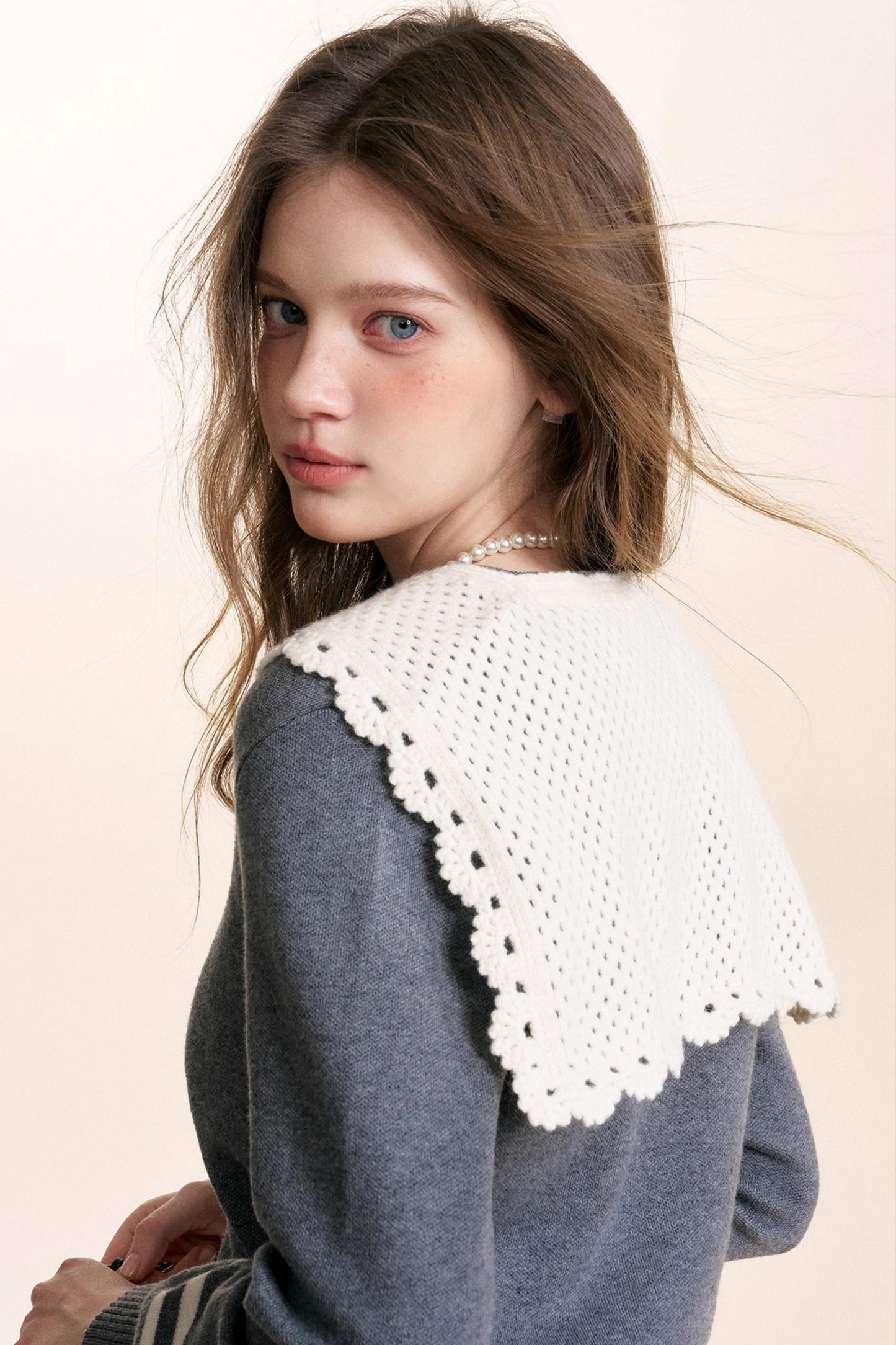 Navycore Crochet Lace-Up Cardigan