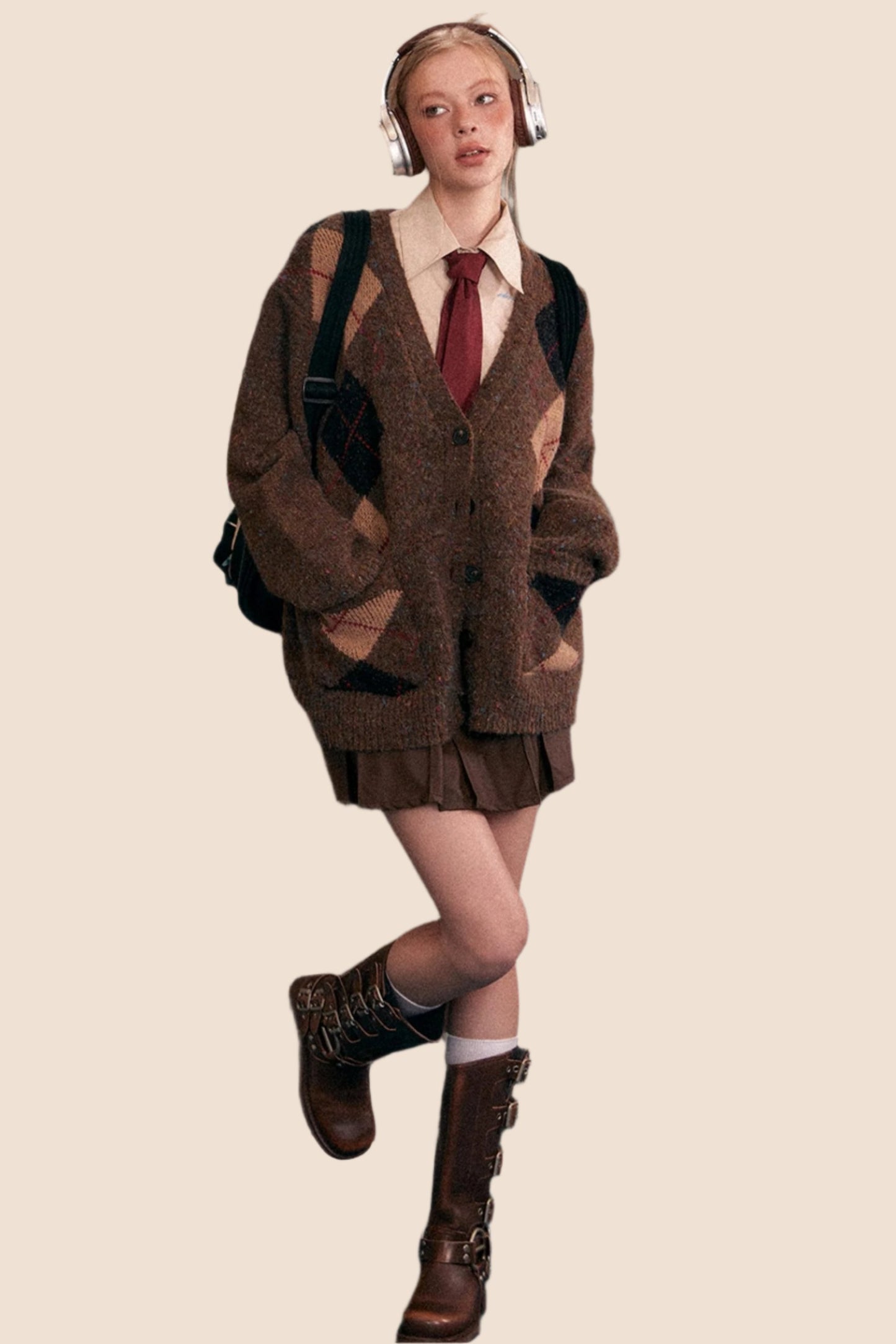 Amerikanische lockere V-Ausschnitt Strickjacke