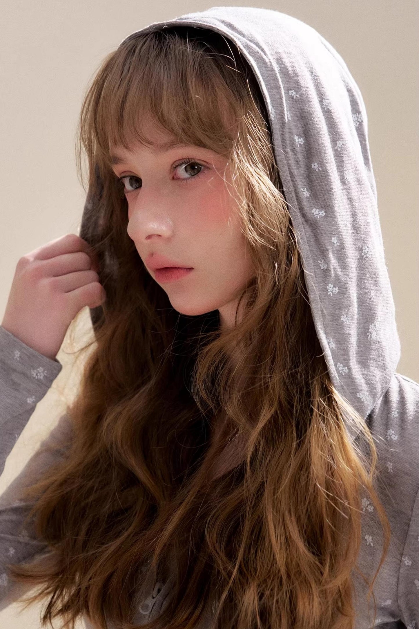 Lyocell Rose Print Hooded Jacket