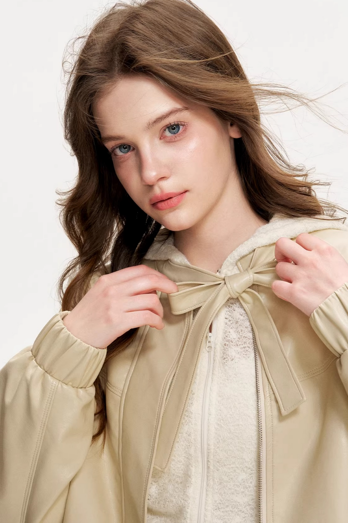 Eco-Friendly Bowknot Leather Jacket