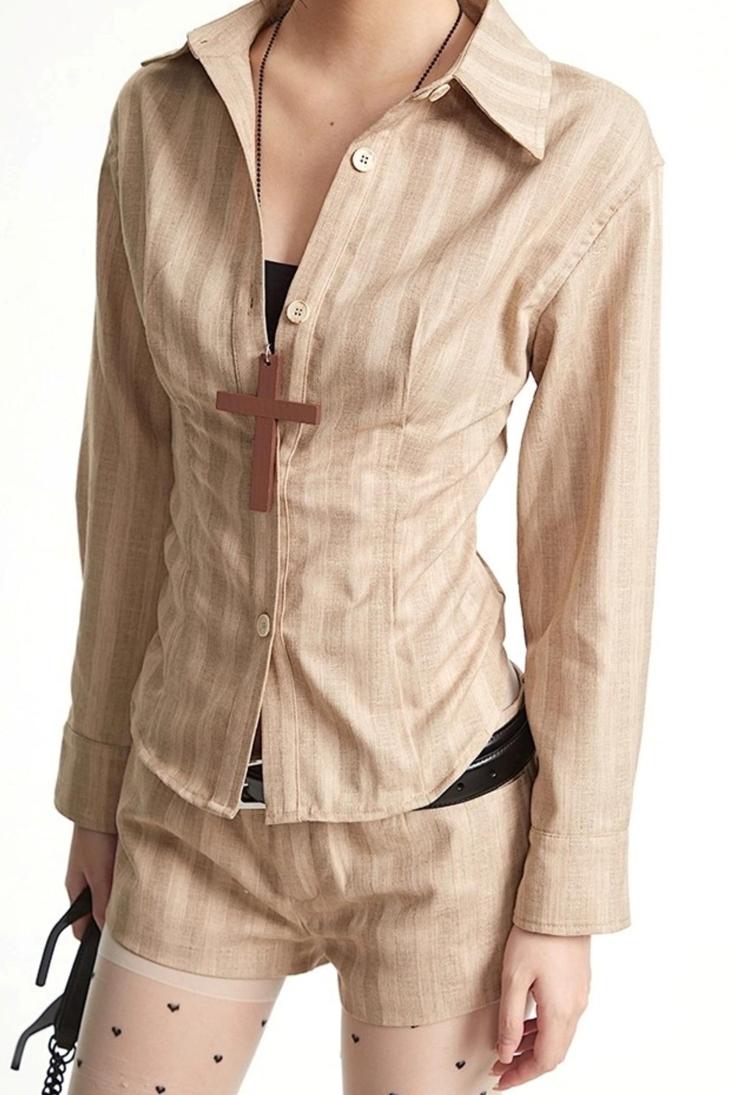Vintage Pinched Waist Lapel Shirt Set-Up