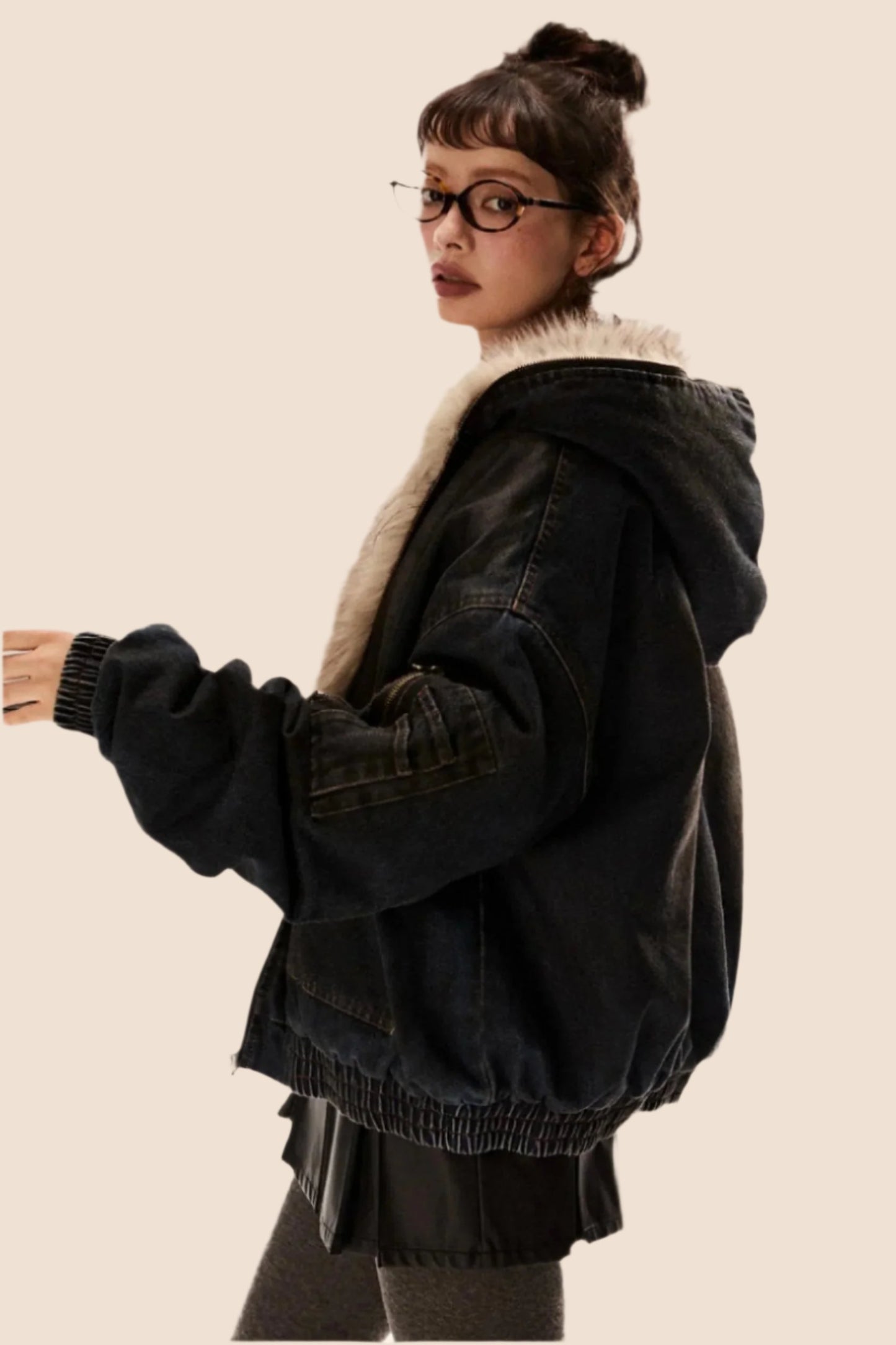 Veste cargo épaisse en peluche