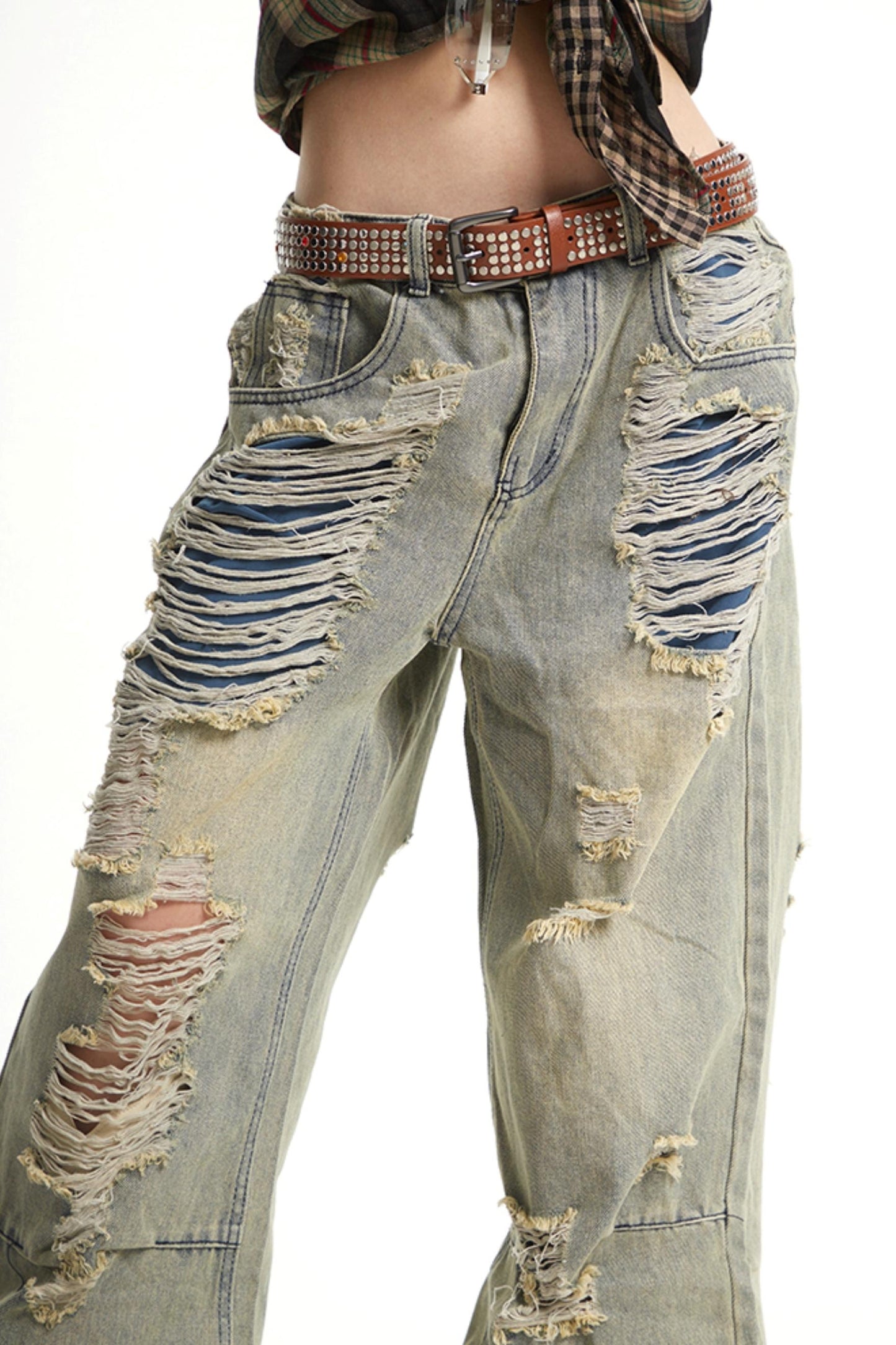 Retro Wide-Leg Denim Trousers