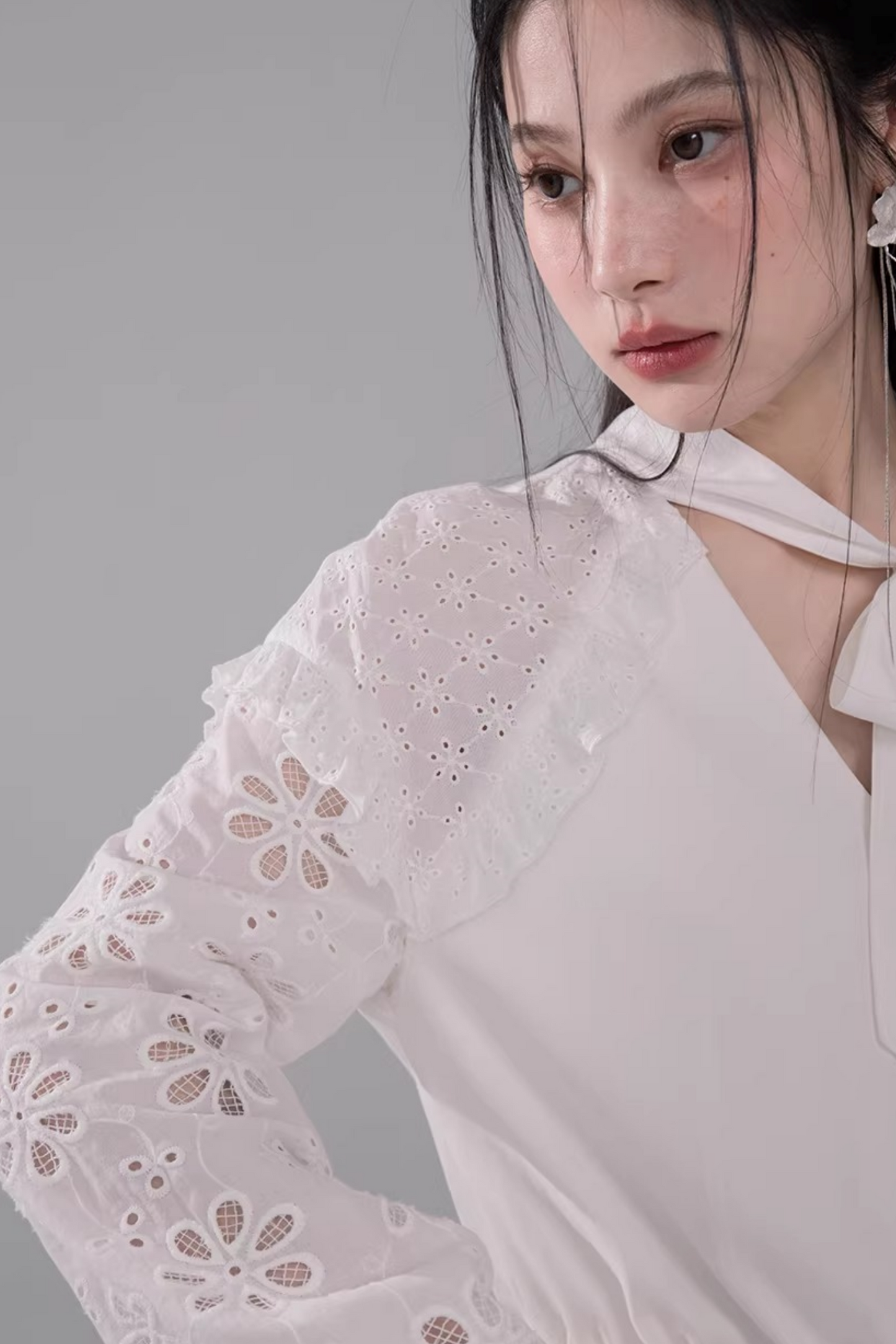 Holiday Lily-Of-The-Valley Embroidered Dress