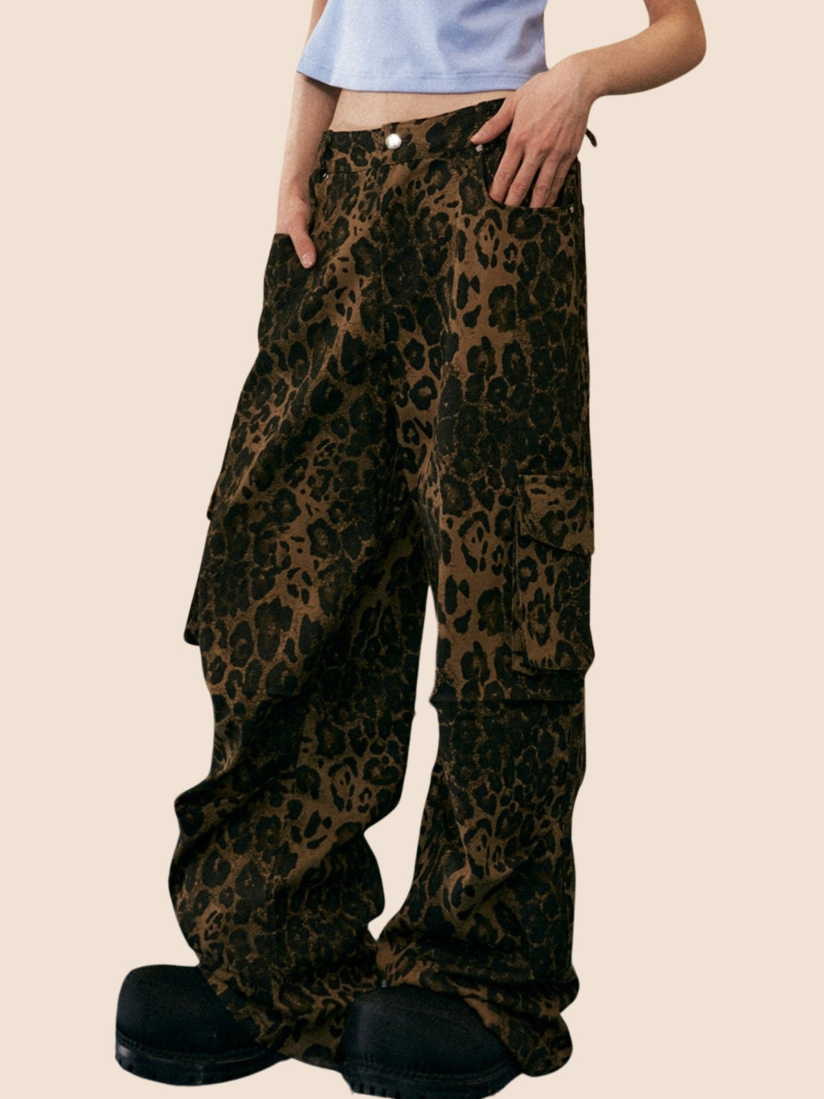 American Retro Leopard Print Casual Pants