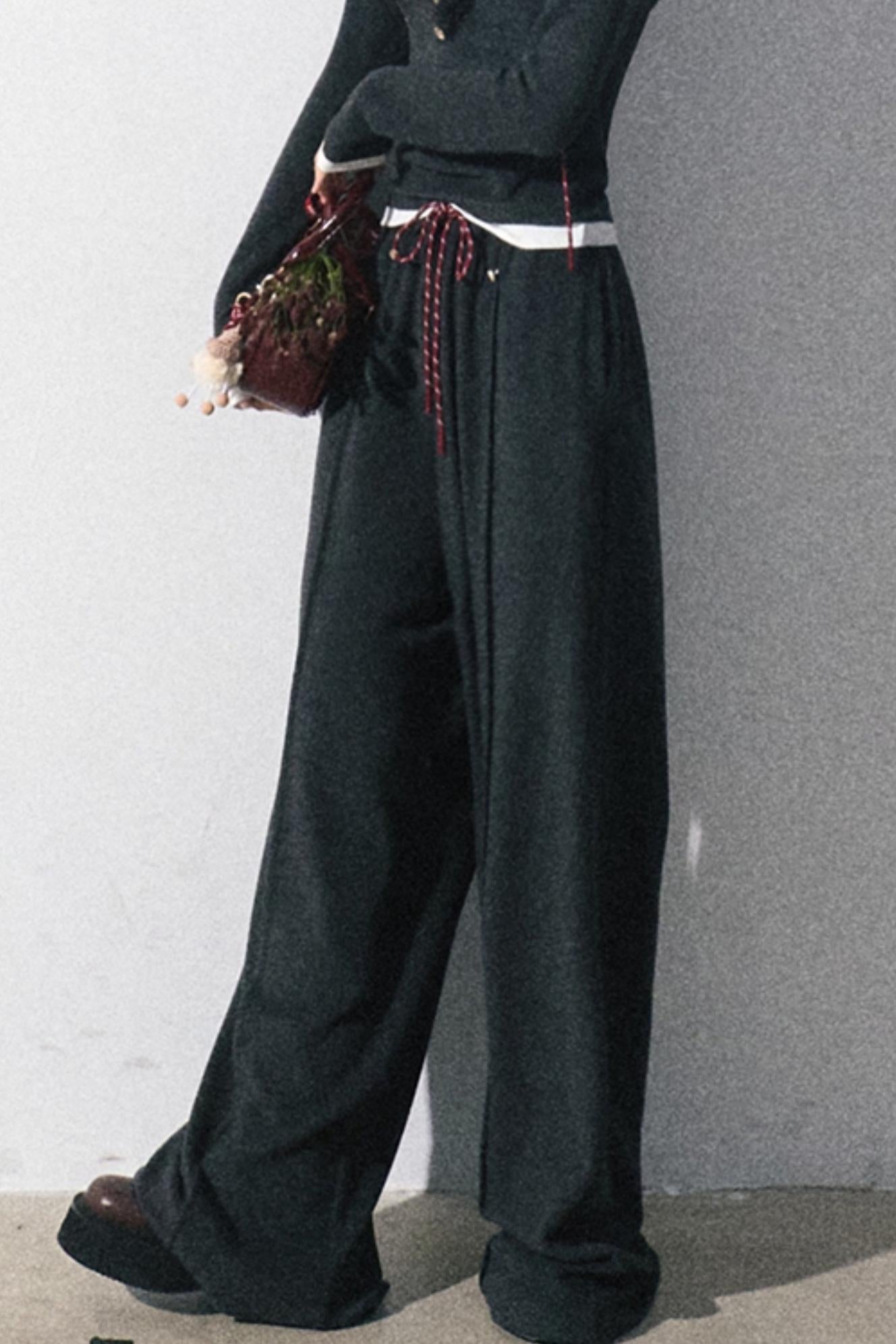 슬림 니트 트랙수트 셔츠와 바지 세트