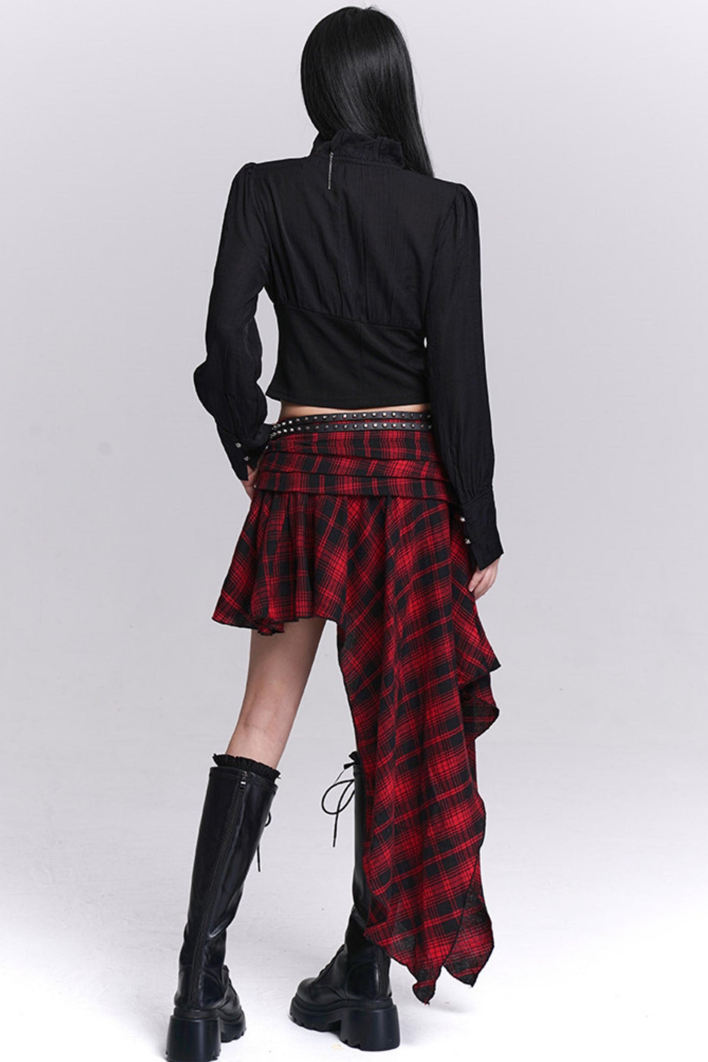 Black Ruffled Short Shirt