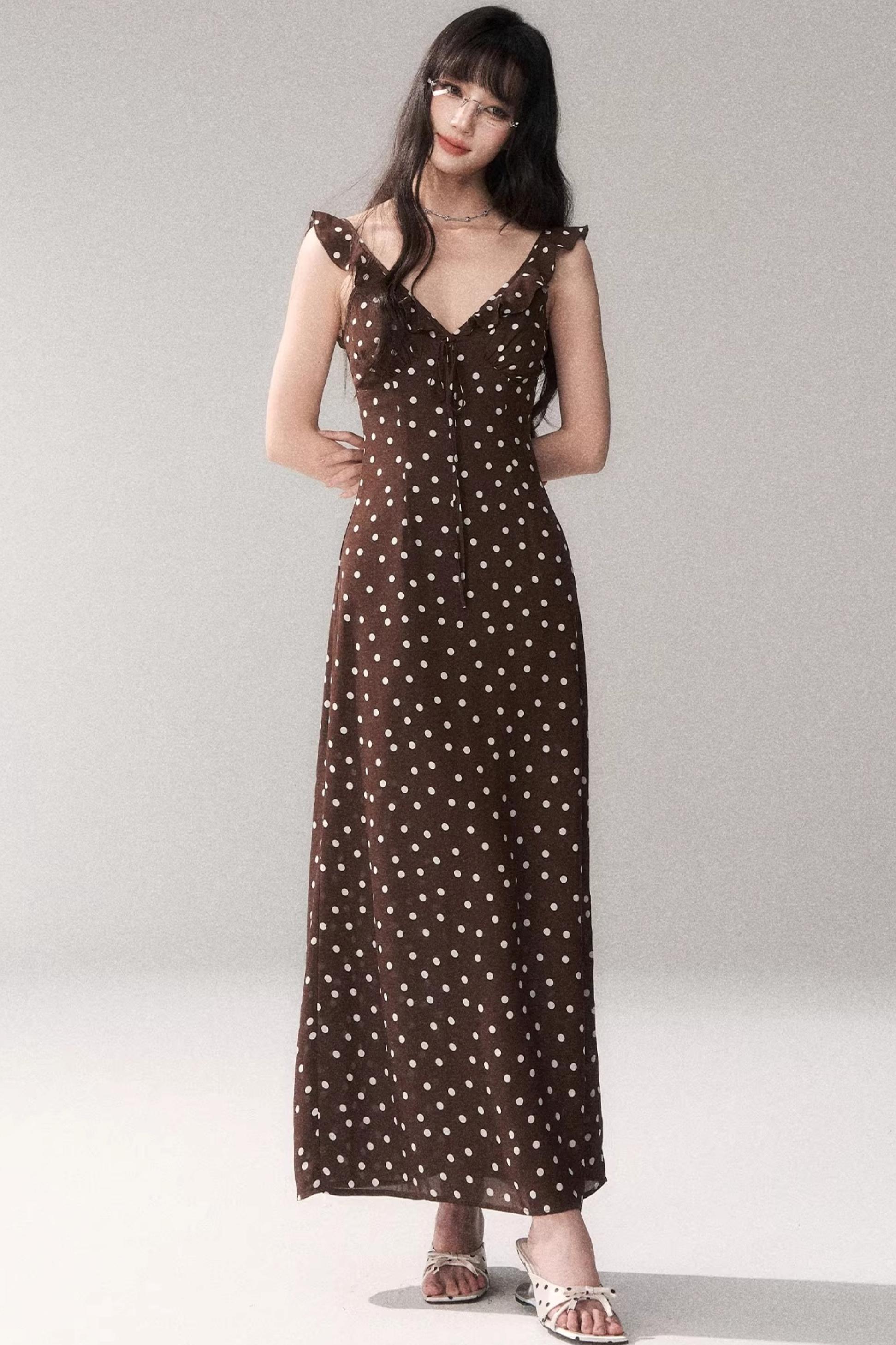 Brown Polka Dot Strap Dress – UrbanSheek