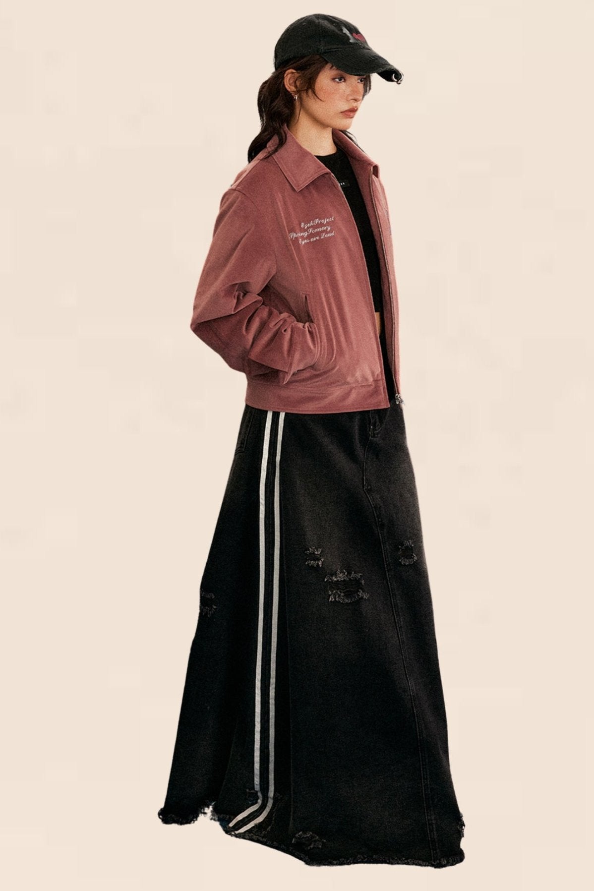 아메리칸 레트로 블랙 카고 스커트