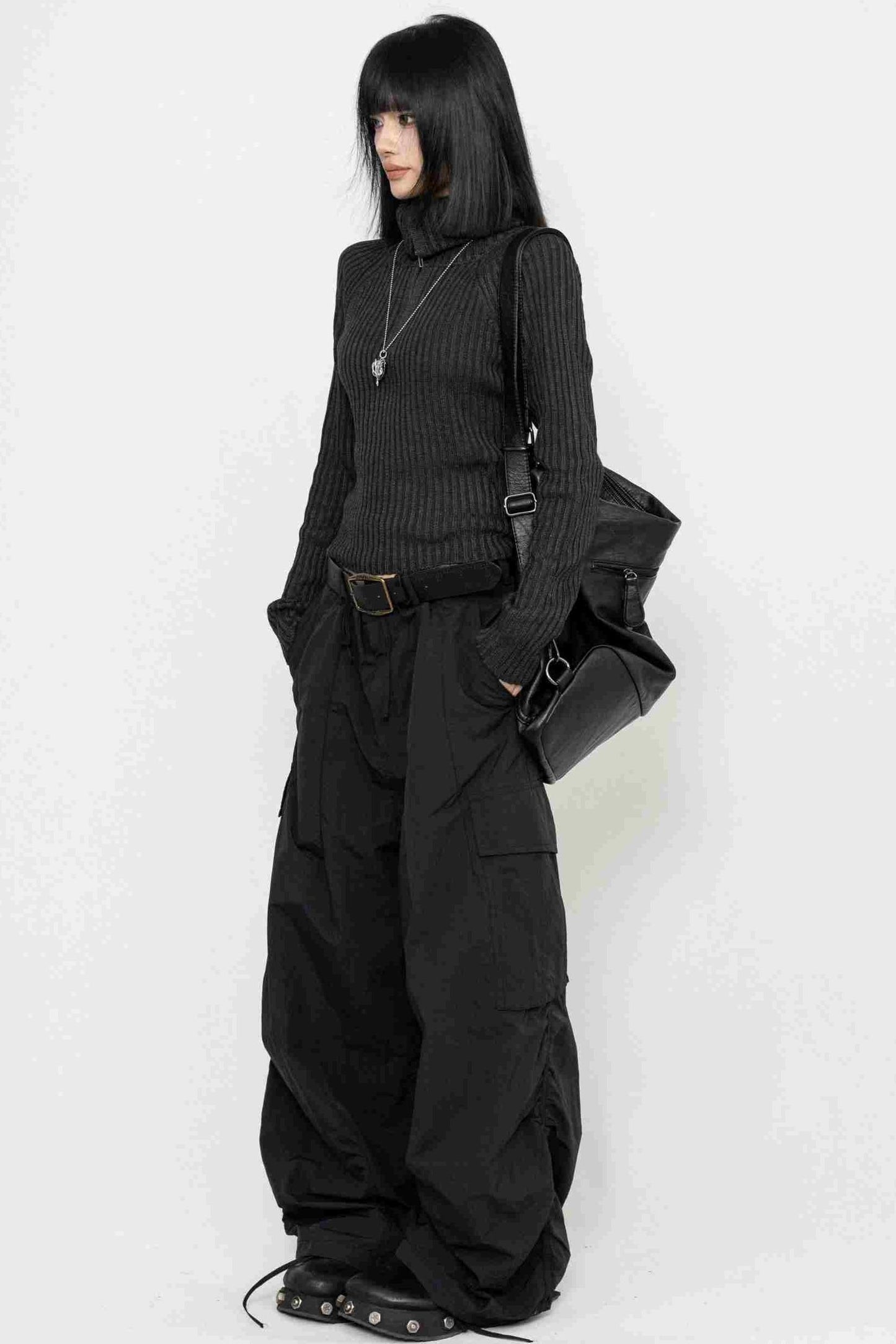 레트로 하이넥 니트 스웨터