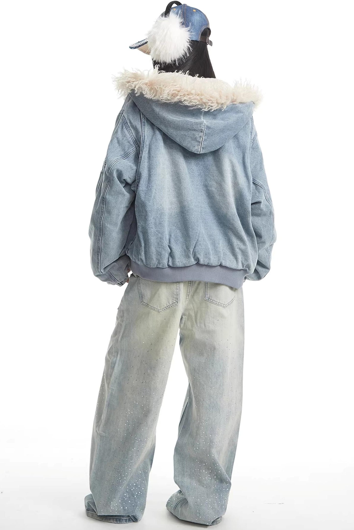 Retro Rhinestone Denim Pants