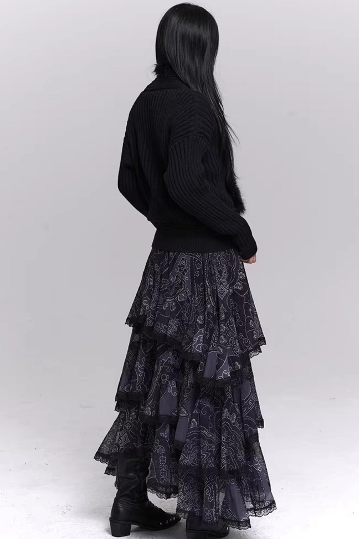 Soft Gray V-Neck Knit Sweater