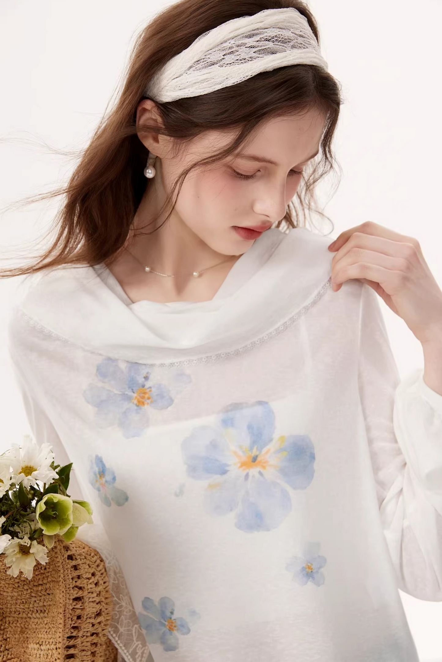 Hooded Lace Swing Blouse