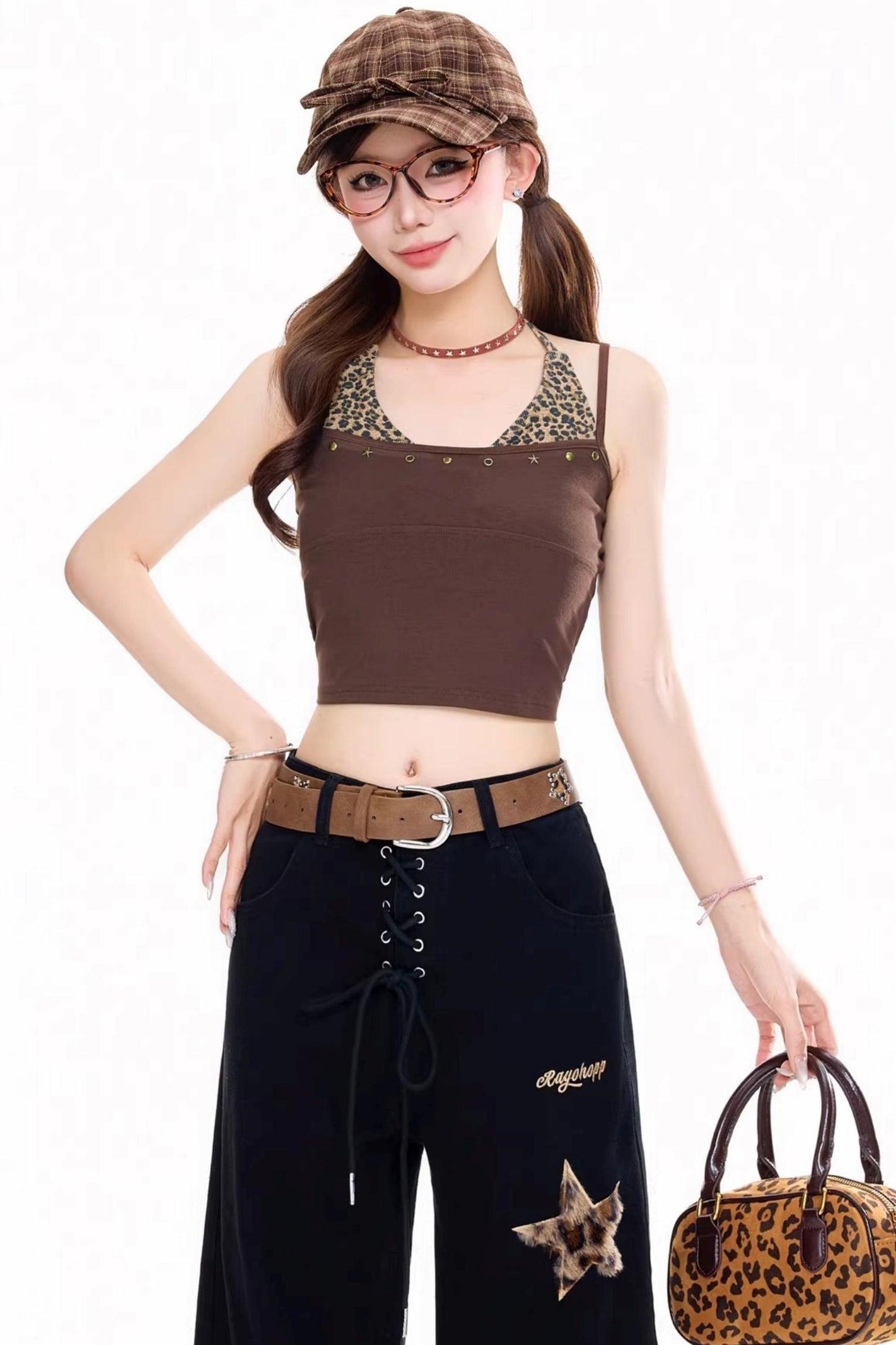 Leopard Print Patchwork Top