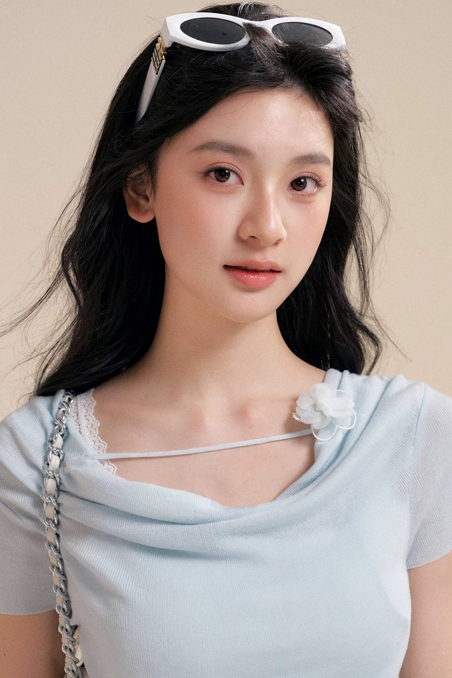 Lyocell Flower Pleated Top