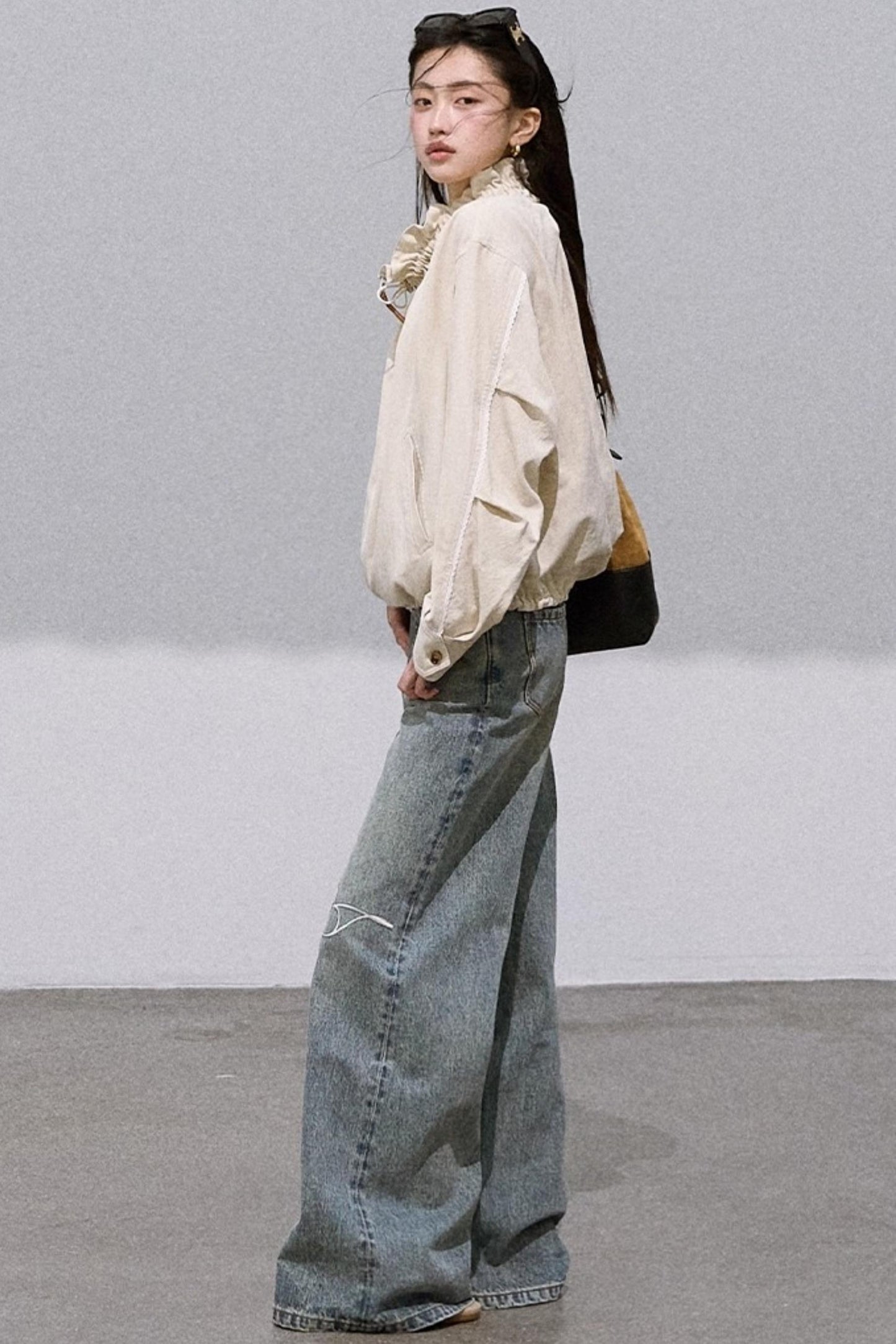 Lyocell Embroidered Drawstring Jacket Set