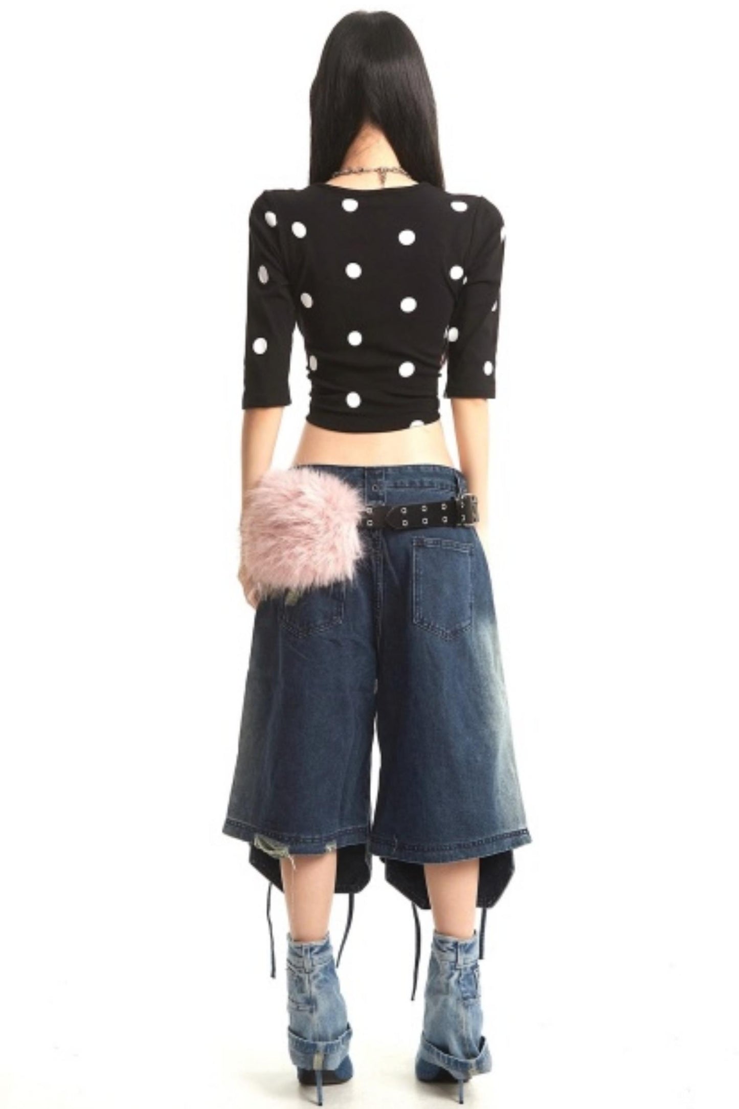 Retro Deconstructed Denim Pants